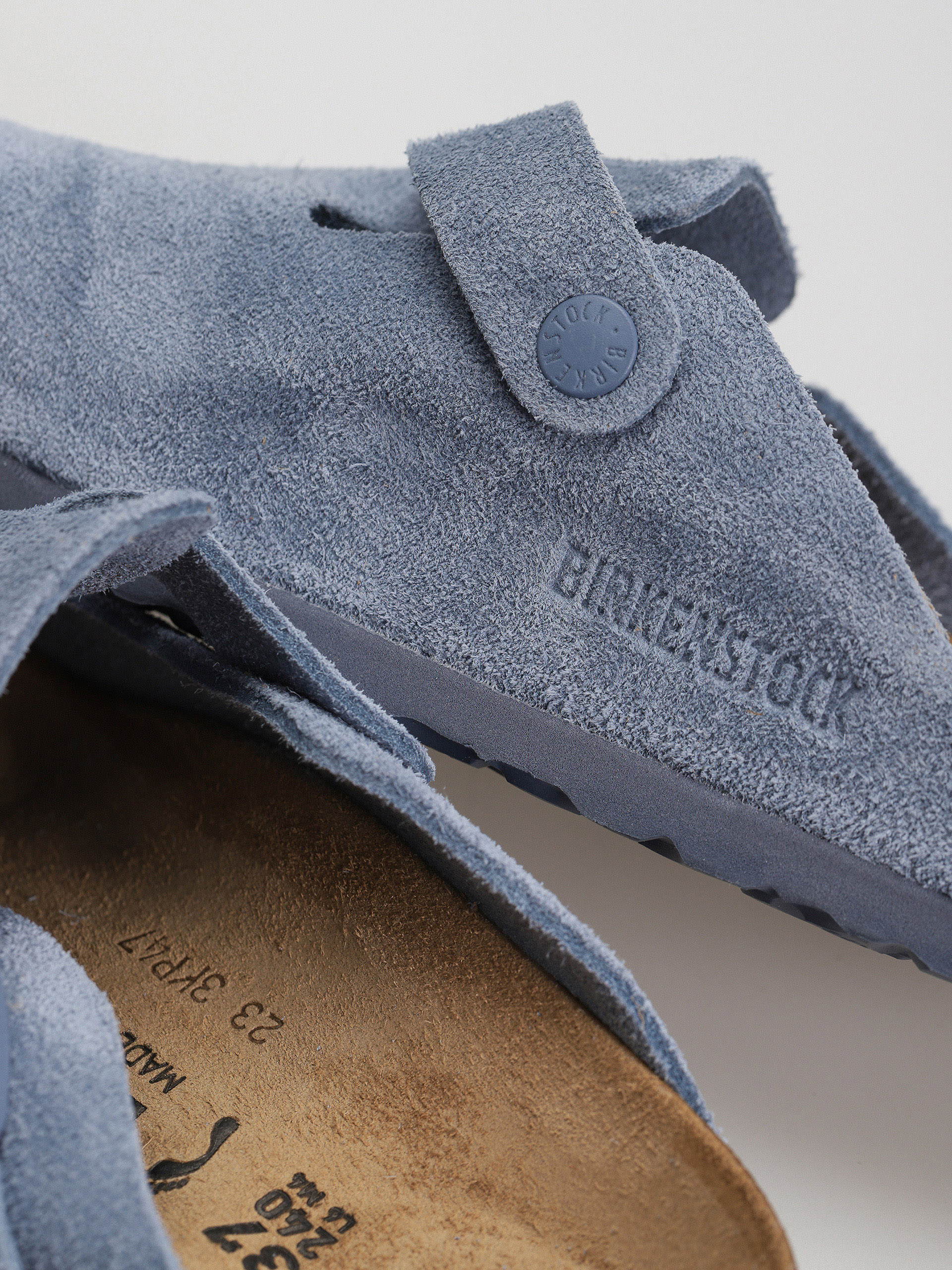 Birkenstock Boston Suede Leather Narrow Wmn Flip-flops (elemental blue)