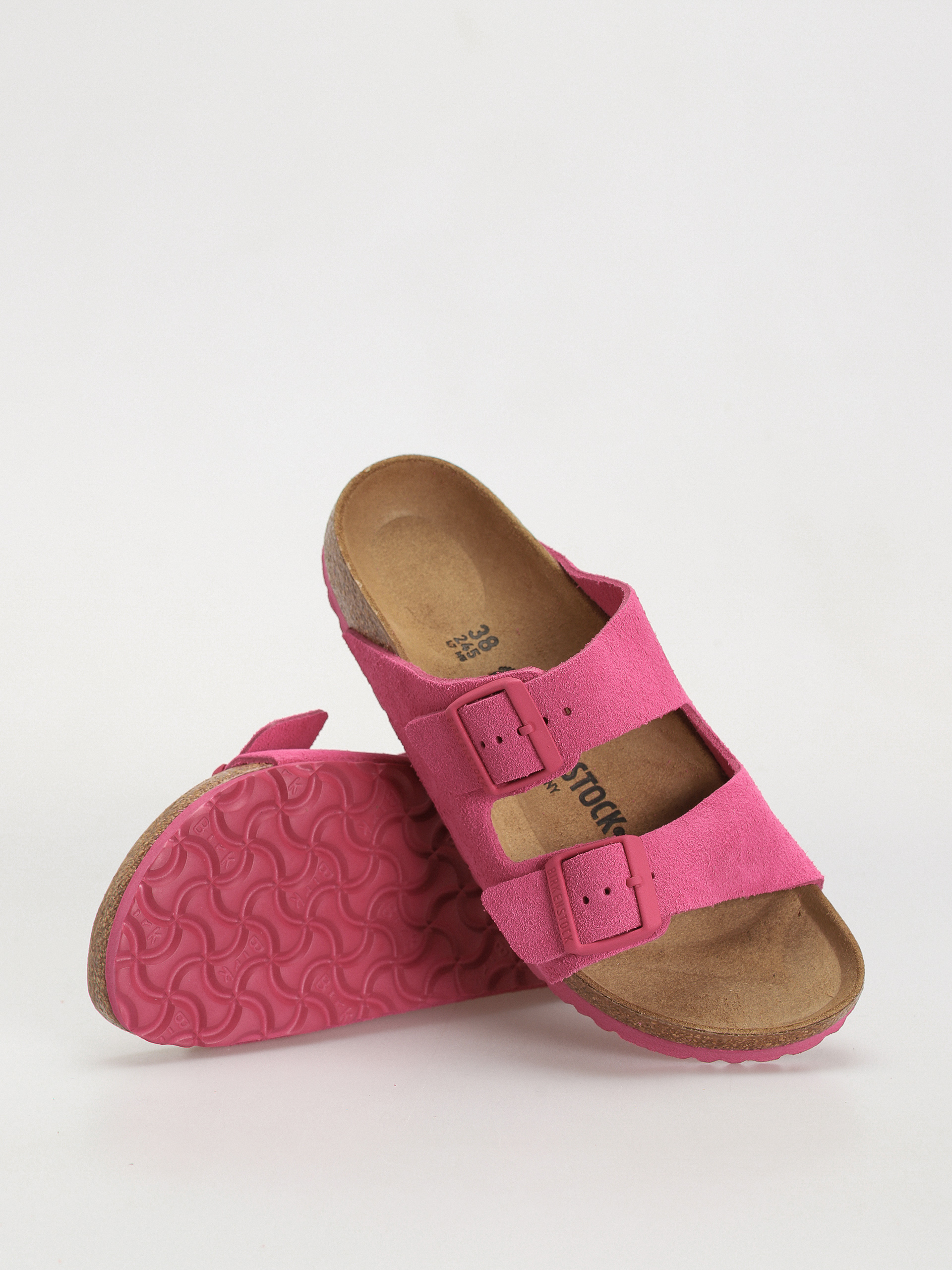 Birkenstock Arizona Suede Leather Narrow Wmn Flip-flops (fuchsia tulip)