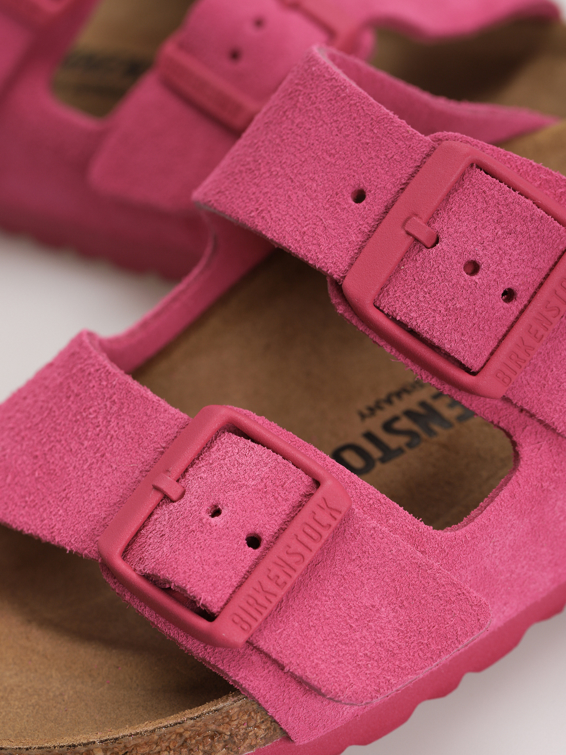 Birkenstock Arizona Suede Leather Narrow Wmn Flip-flops (fuchsia tulip)