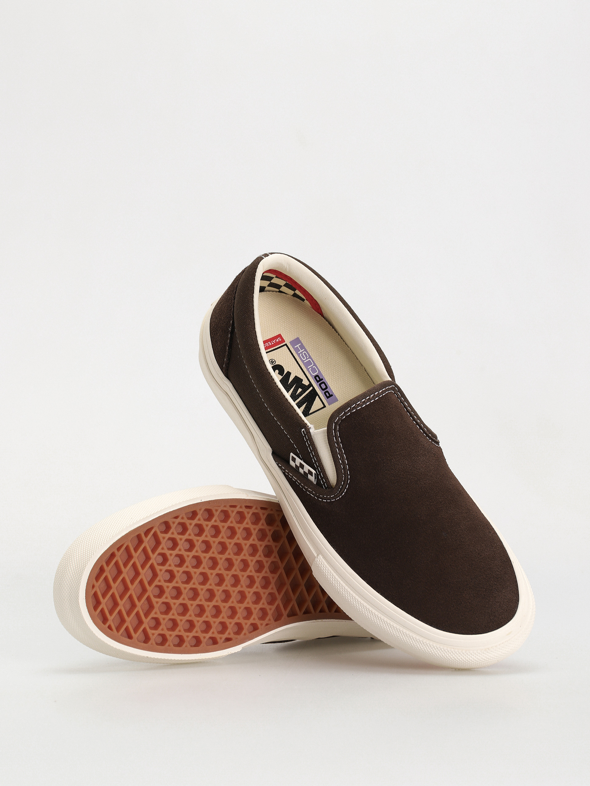 Brown slip on vans hotsell