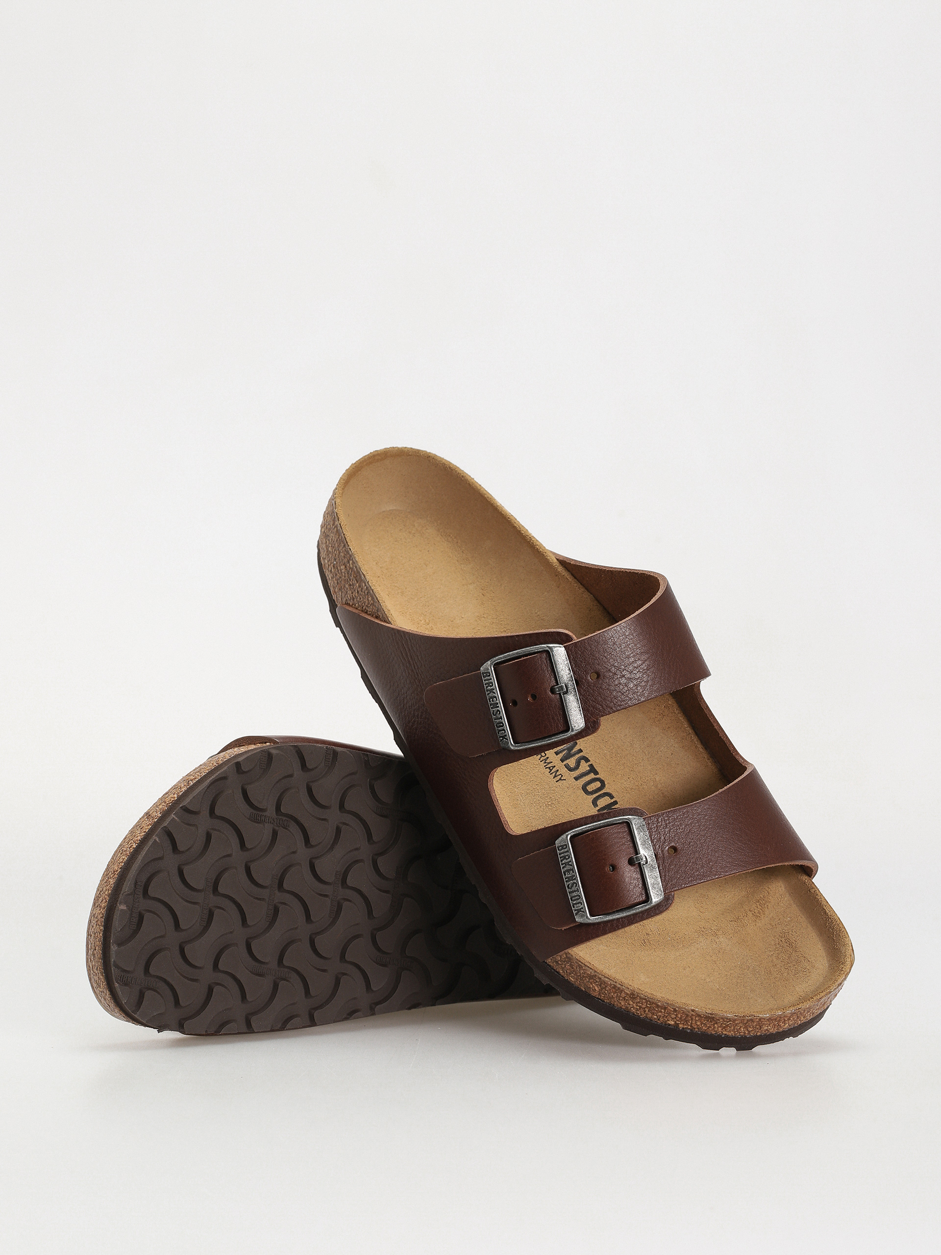 Birkenstock Arizona Grip Natural Leather Regular Flip-flops (vintage wood roast)