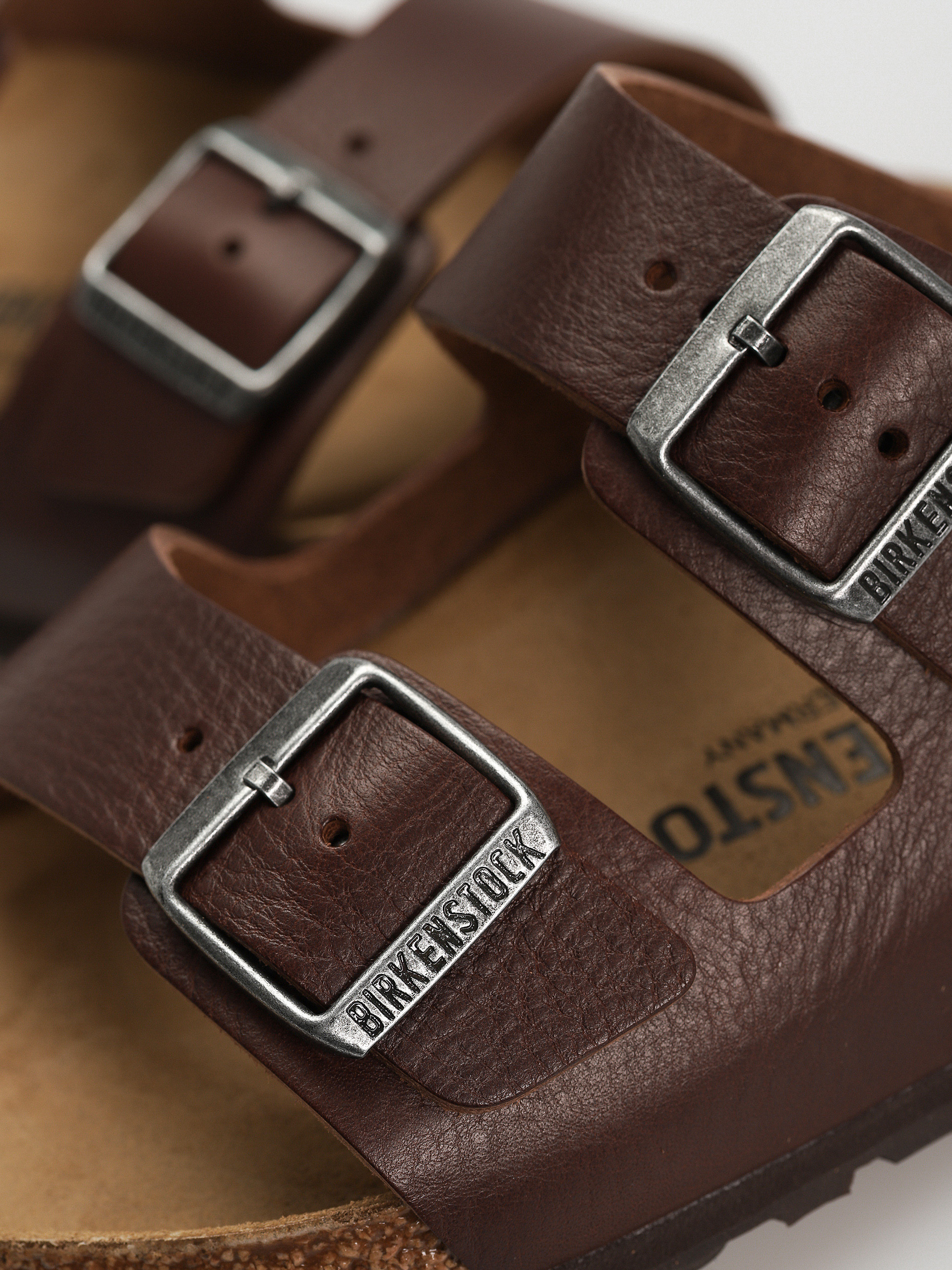 Birkenstock Arizona Grip Natural Leather Regular Flip-flops (vintage wood roast)