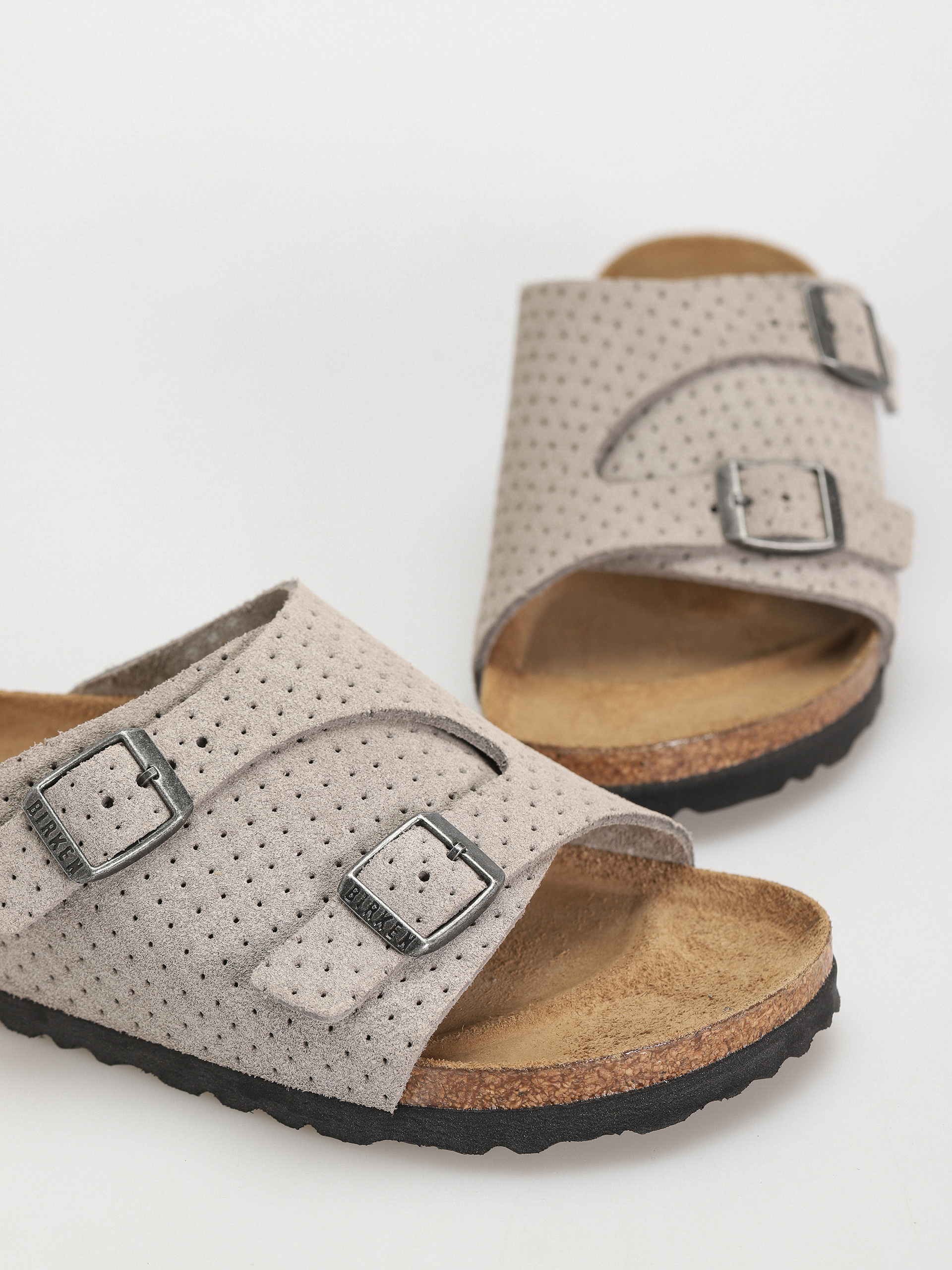 Birkenstock Zurich Suede Embossed Narrow Wmn Flip-flops (emboss dots stone coin)