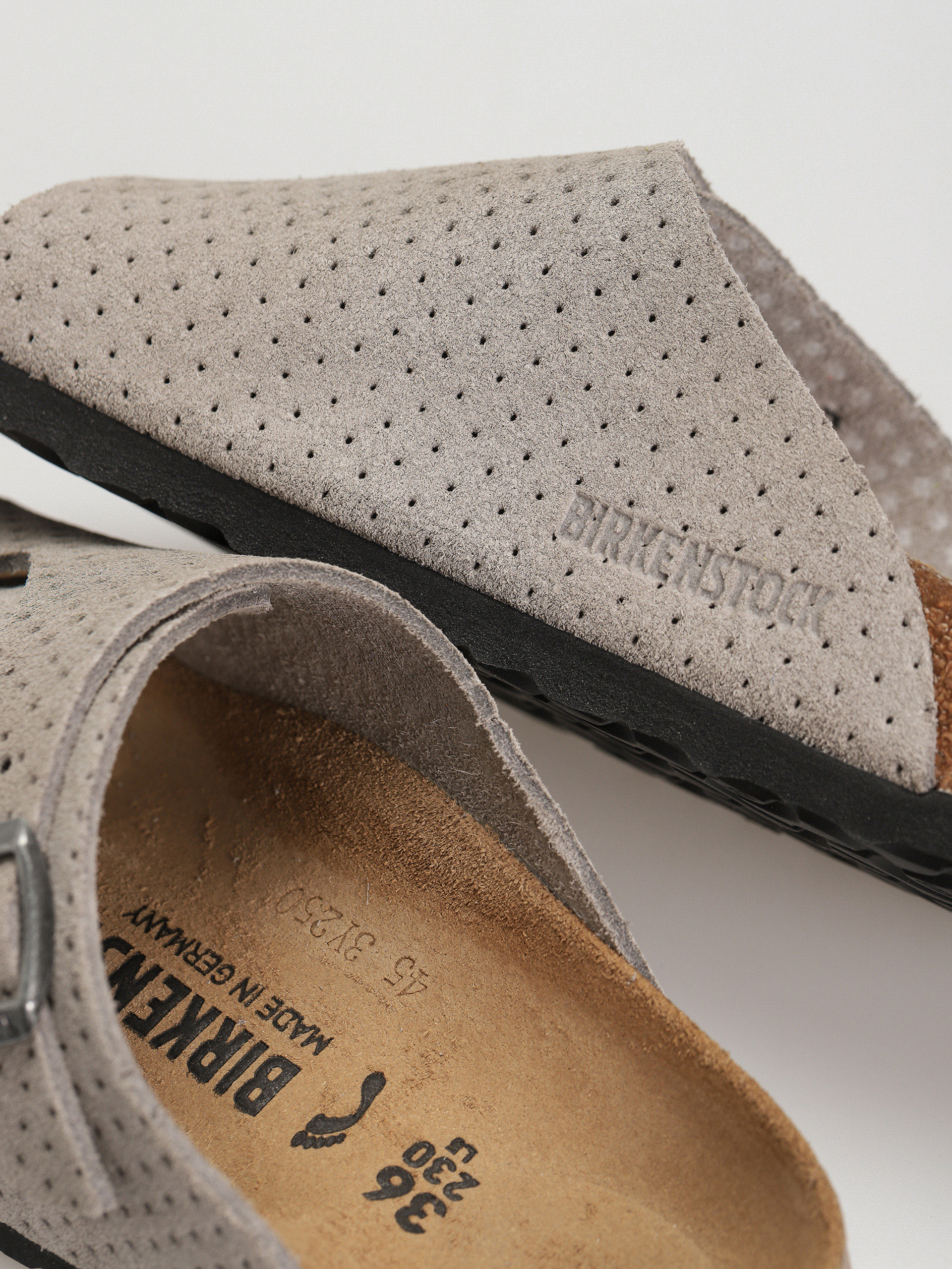 Birkenstock Zurich Suede Embossed Narrow Wmn Flip Flops (emboss dots stone coin)