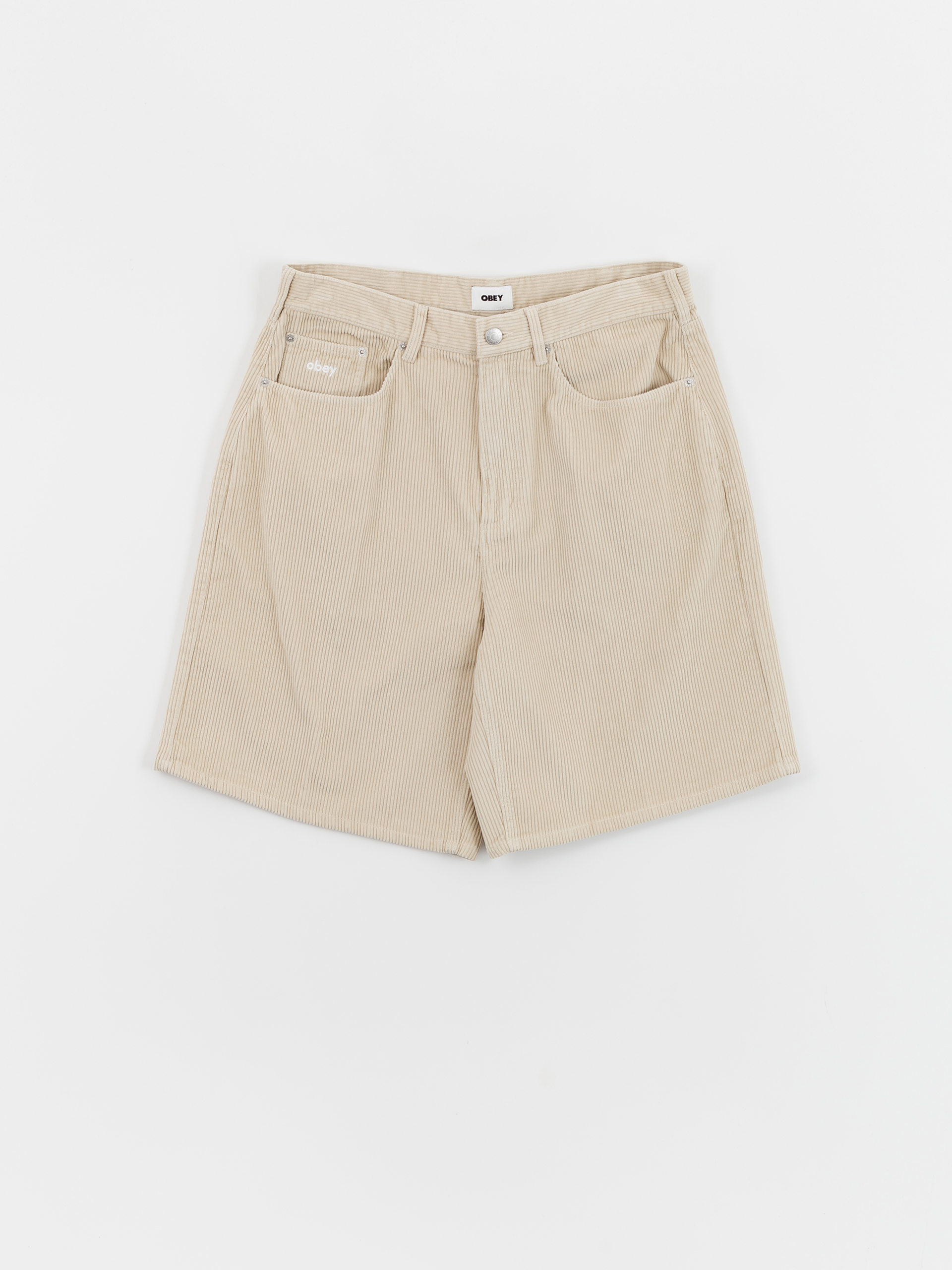 OBEY Bigwig Baggy Corduroy Shorts (silver grey)