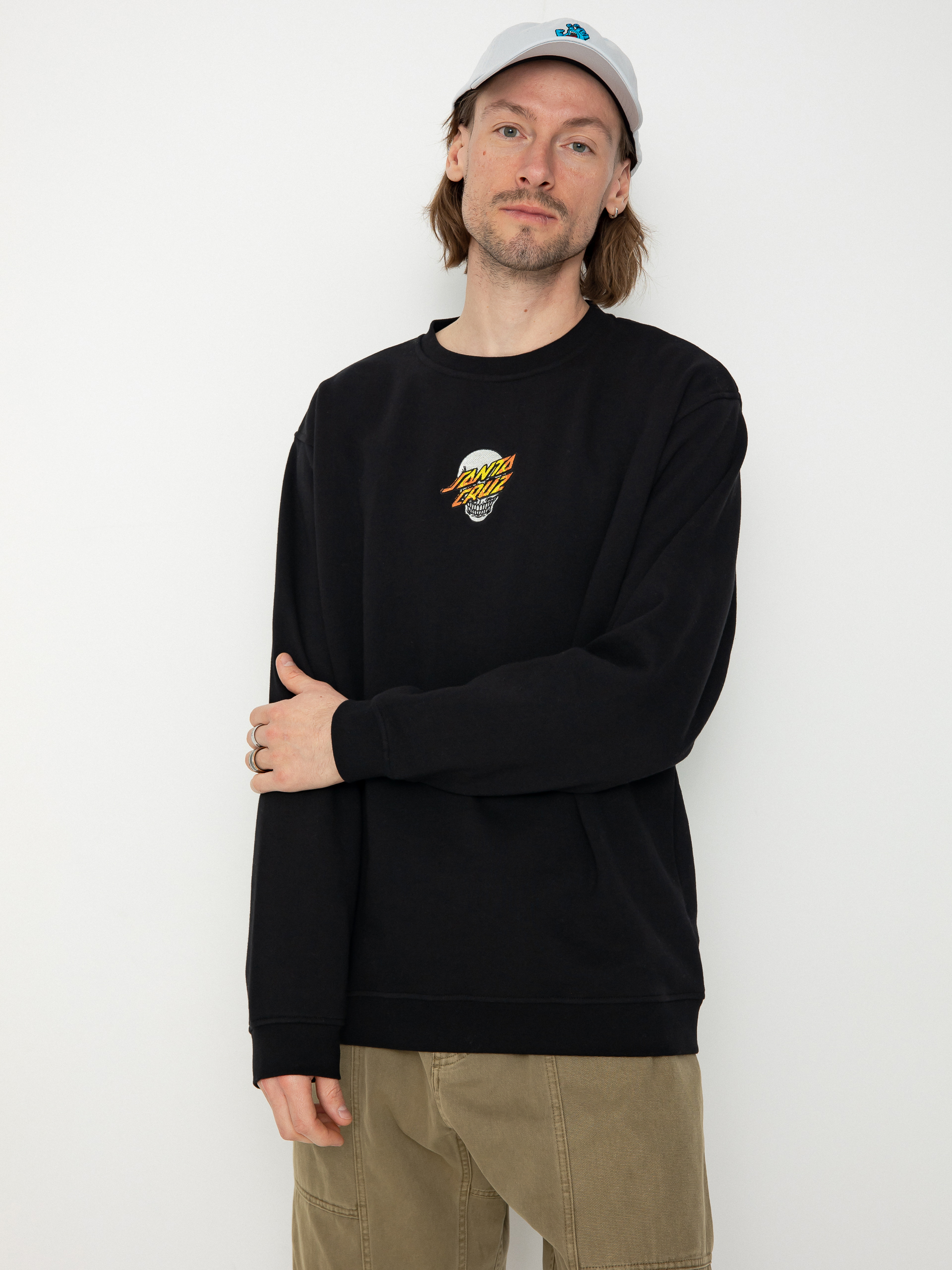 Santa Cruz Dressen Skull Dot Front Crew Sweatshirt black (black)