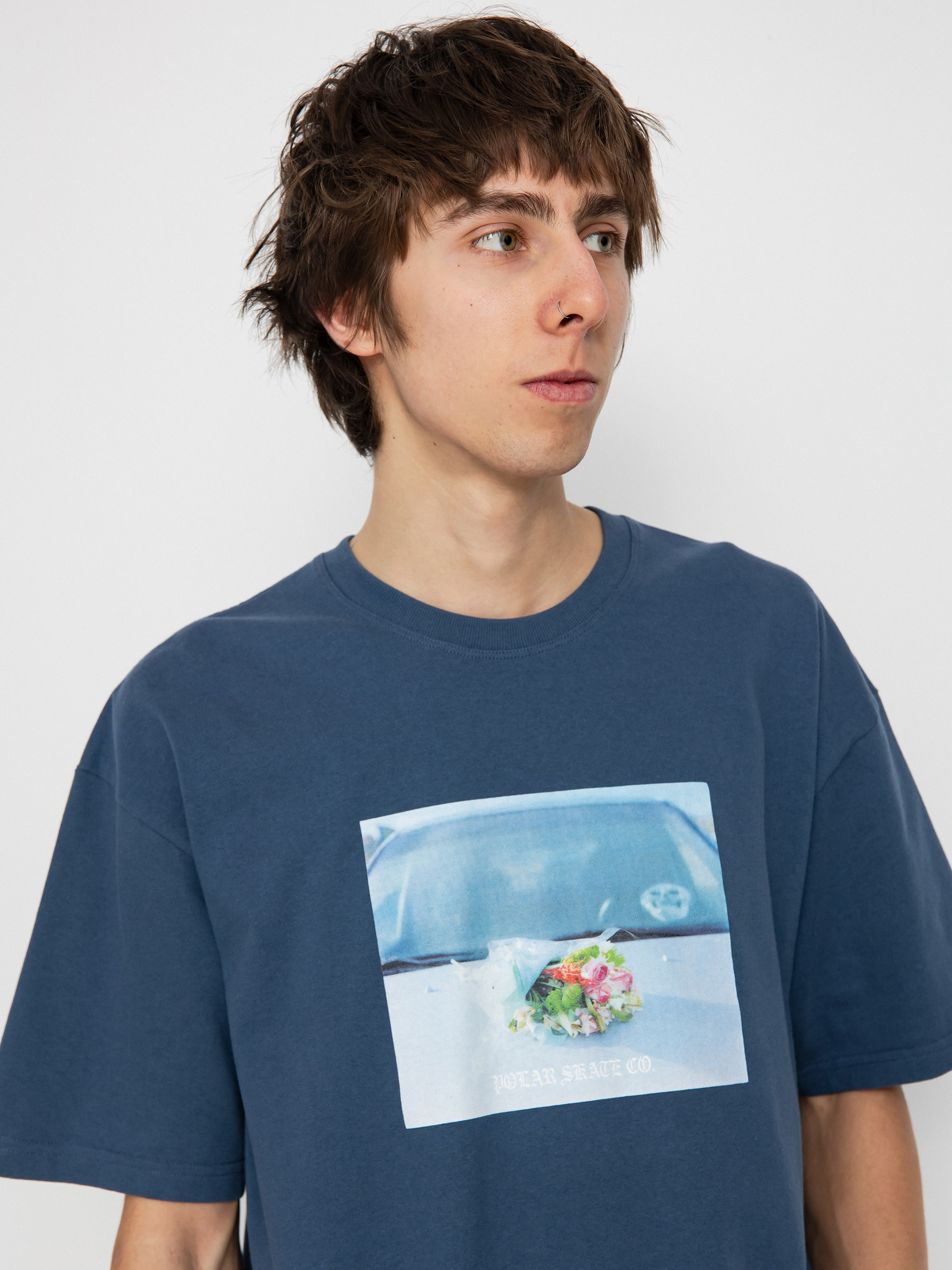 【POLAR SKATE CO】 Dead Flowers Tee [Grey Blue] Polar Skate Co. - DEAD FLOWERS T-SHIRT BLUE – LE LABO STORE