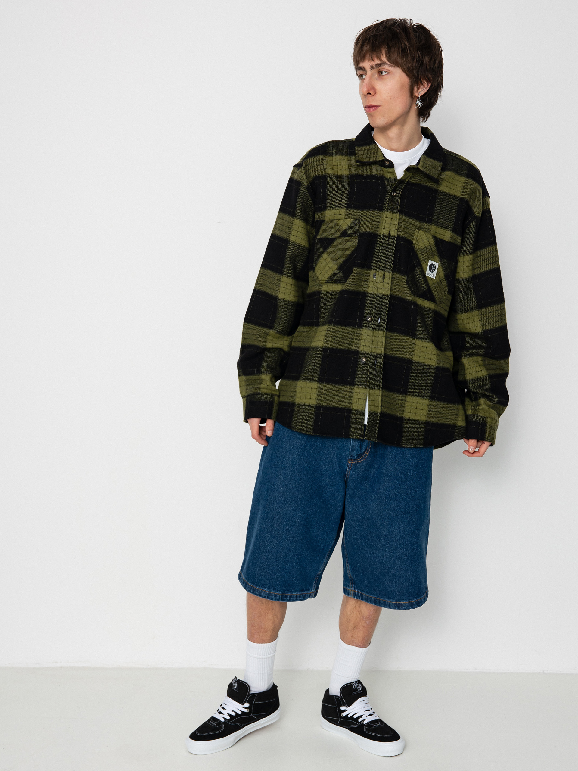 Polar Skate Shirt Mike Flannel - black, green (black/army green)