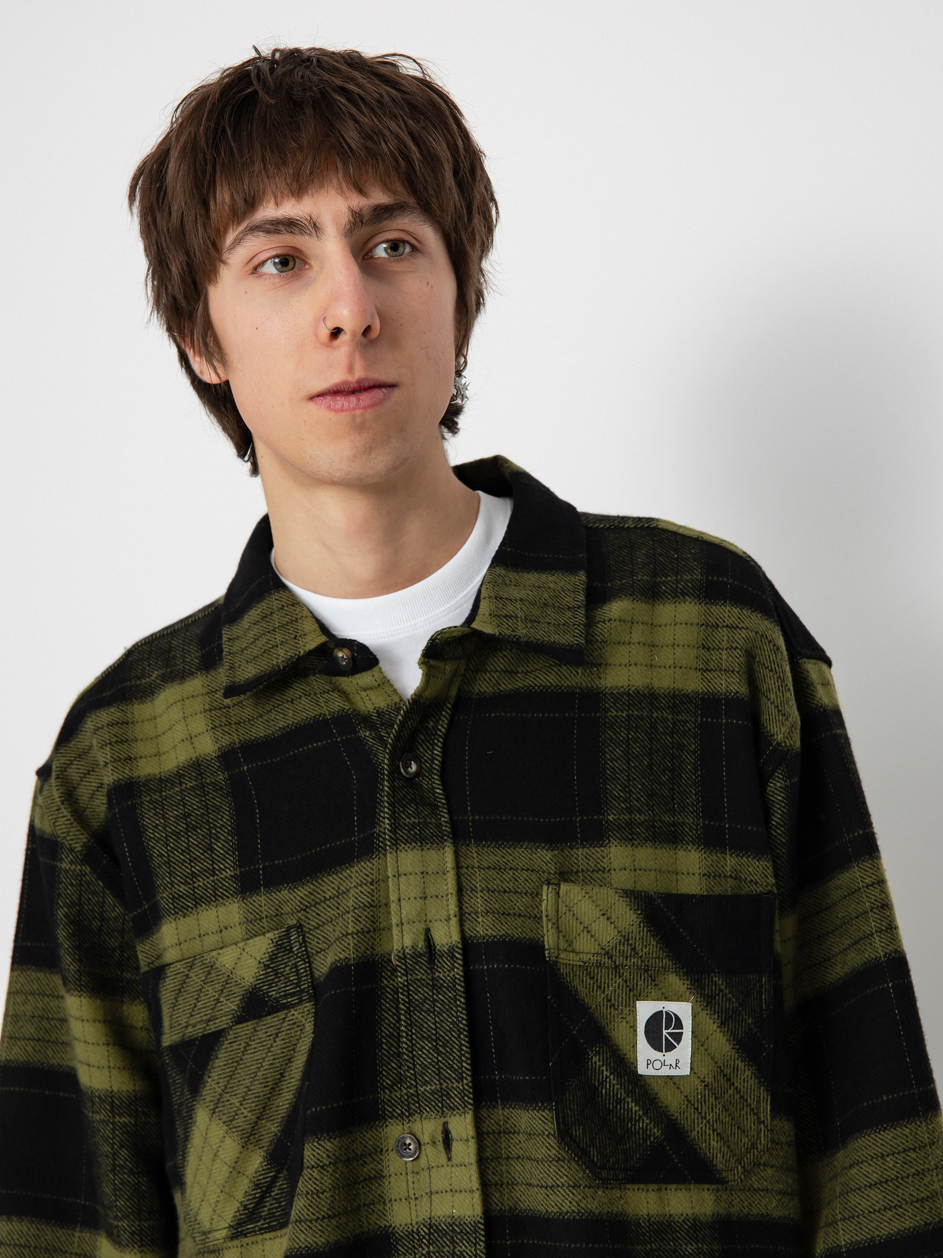 Polar Skate Shirt Mike Flannel (black/army green)