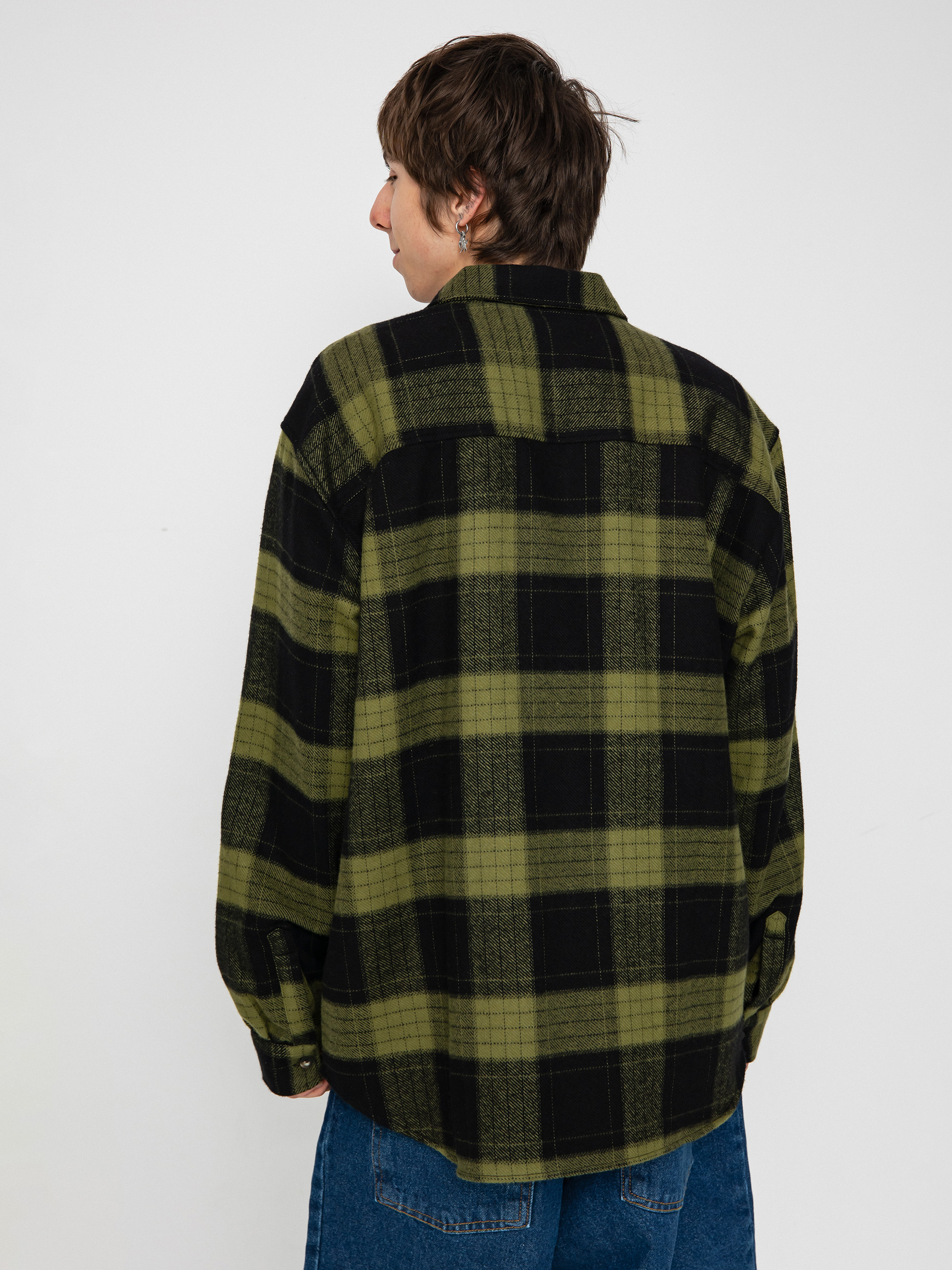 Polar Skate Shirt Mike Flannel (black/army green)