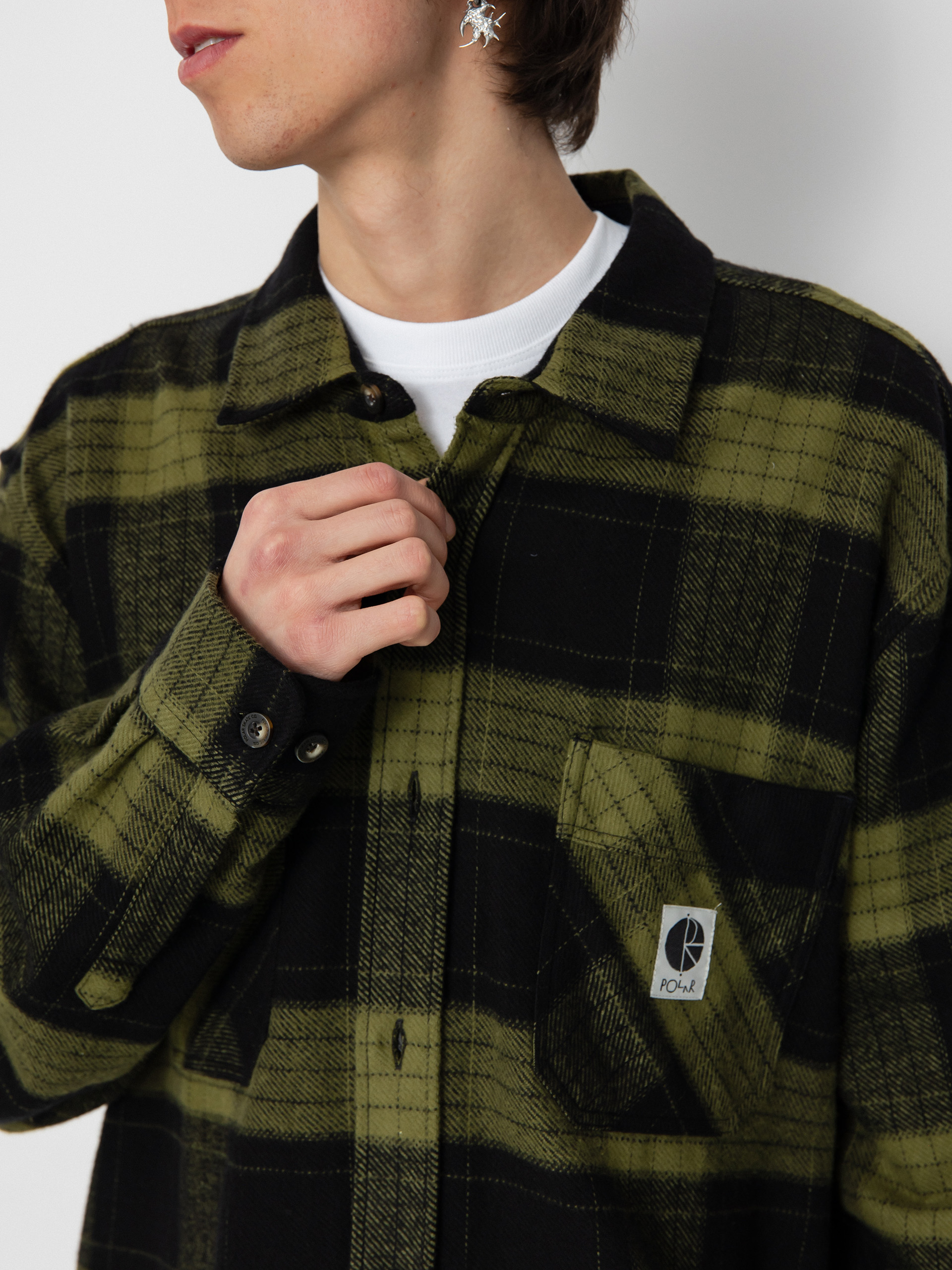 Polar Skate Shirt Mike Flannel (black/army green)