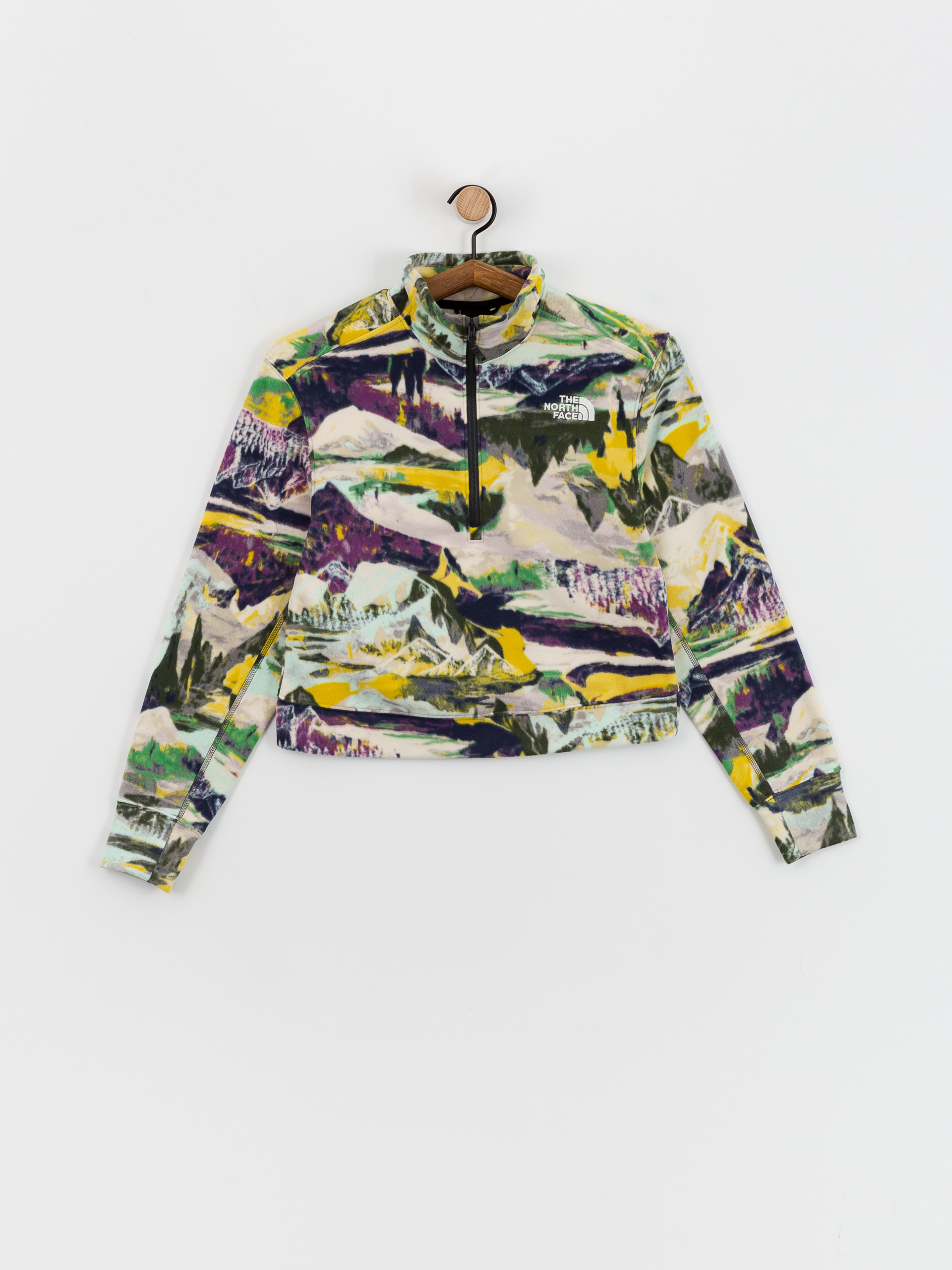 Womens The North Face 100 Glacier Printed Half Zip Fleece  (black currant purple tr)