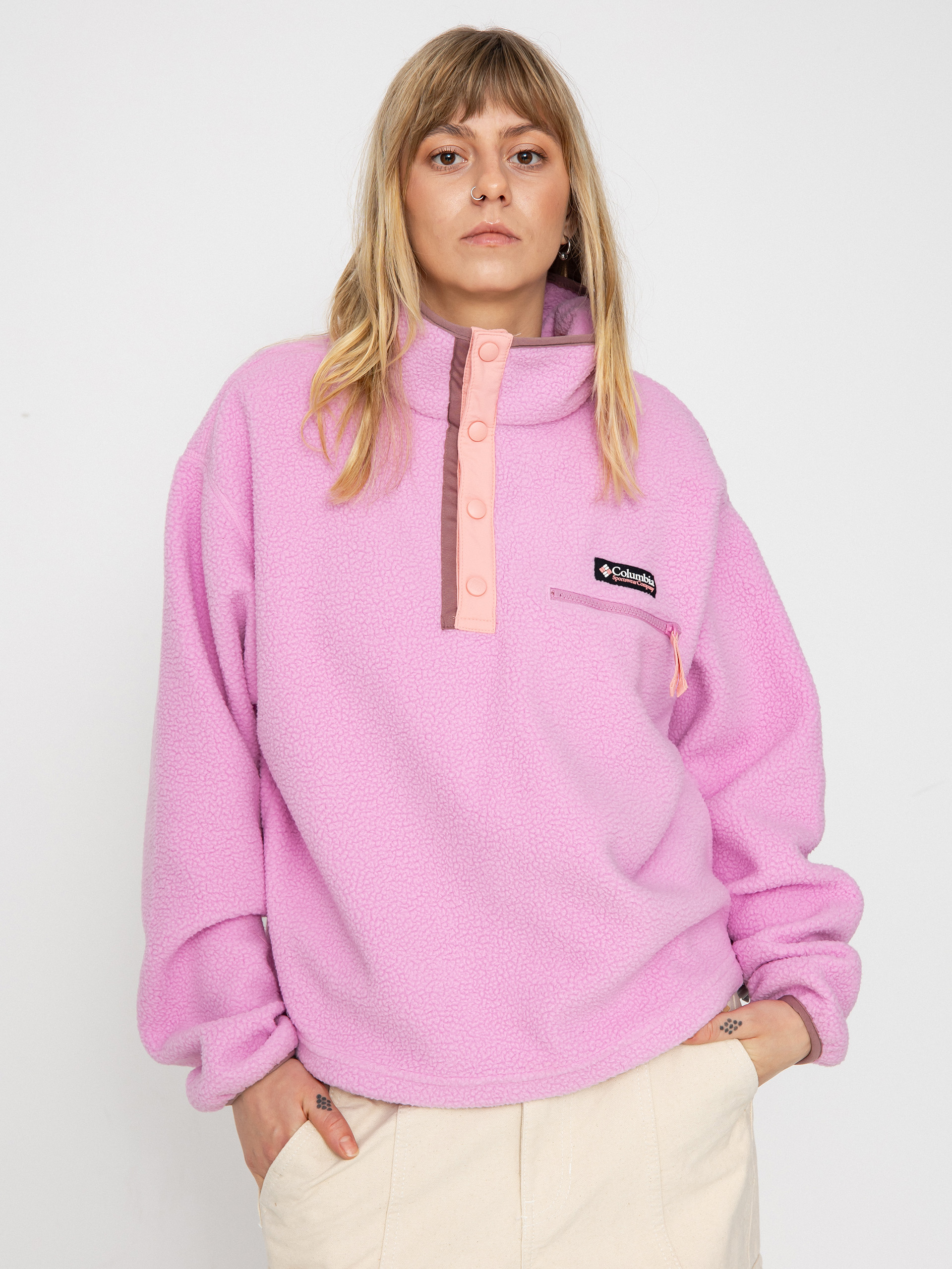Womens Columbia Helvetia Cropped Fleece  (cosmos/salmon rose/fig)