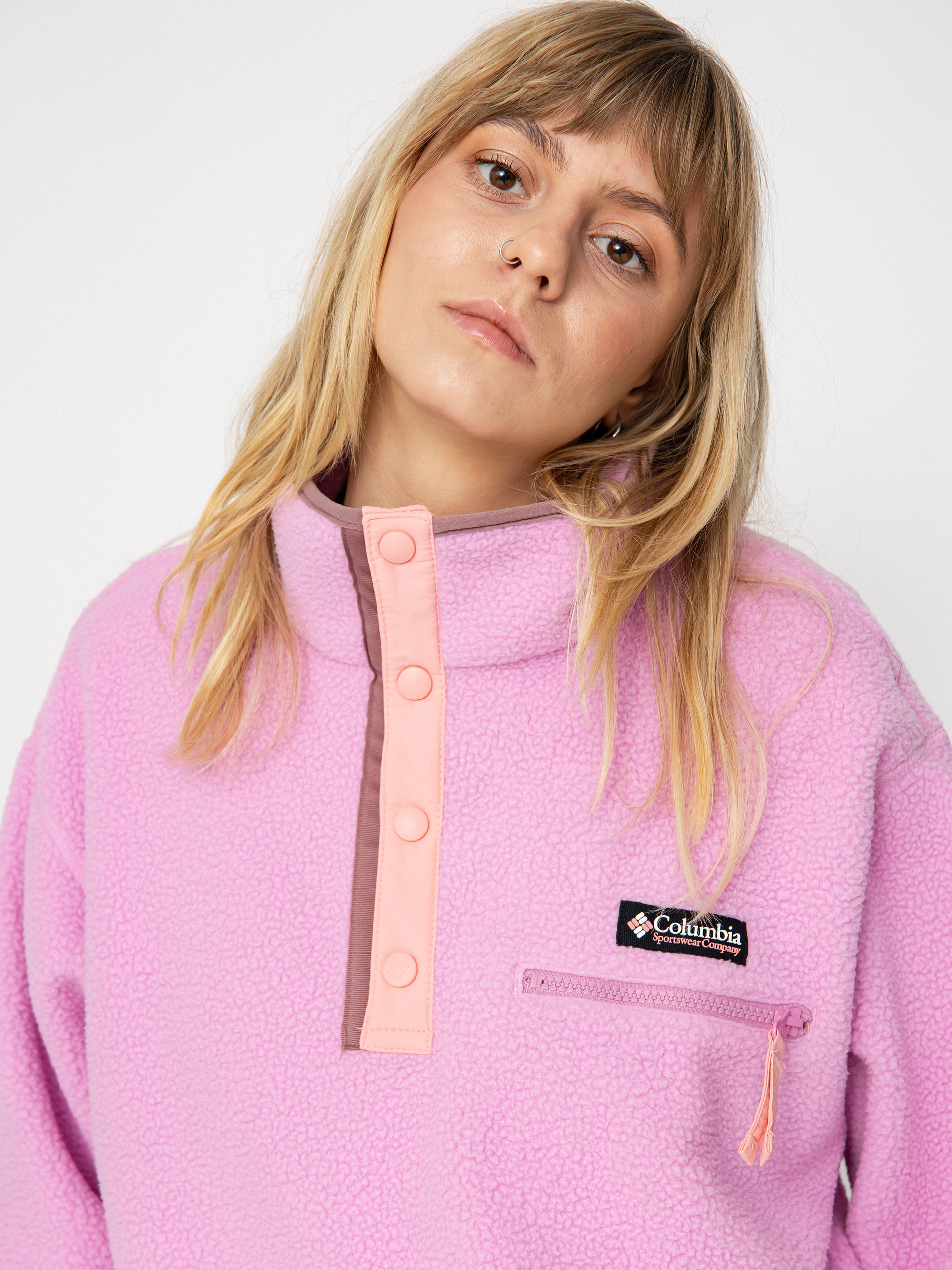 Womens Columbia Helvetia Cropped Fleece  (cosmos/salmon rose/fig)