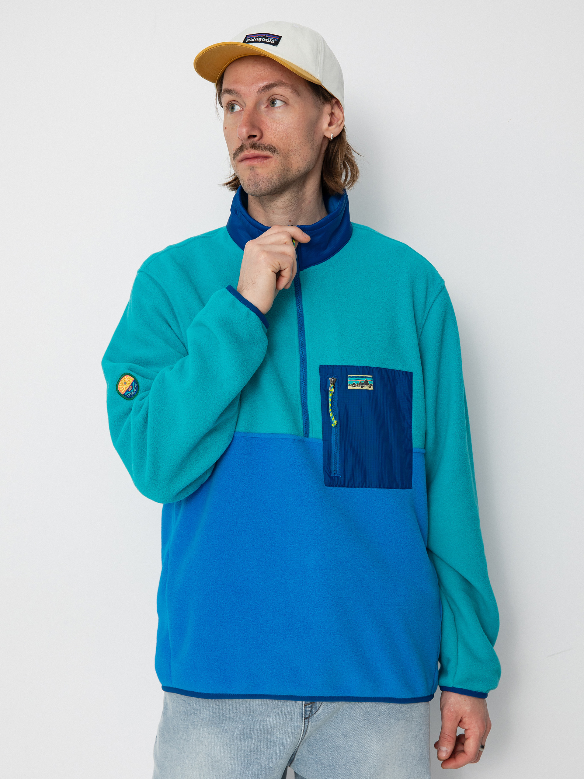 Mens Patagonia Microdini 1/2 Zip Fleece  (vessel blue)