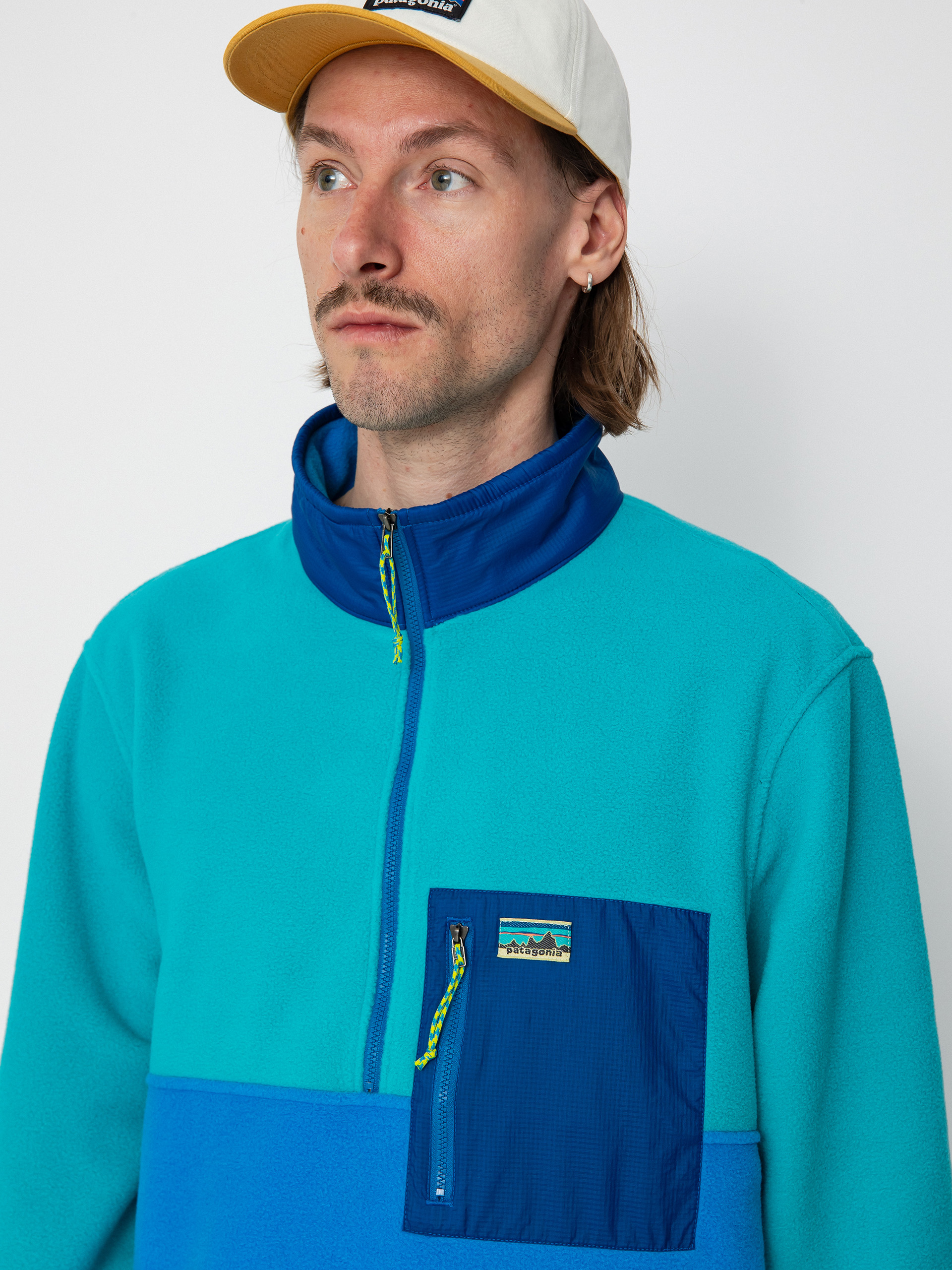 Mens Patagonia Microdini 1/2 Zip Fleece  (vessel blue)