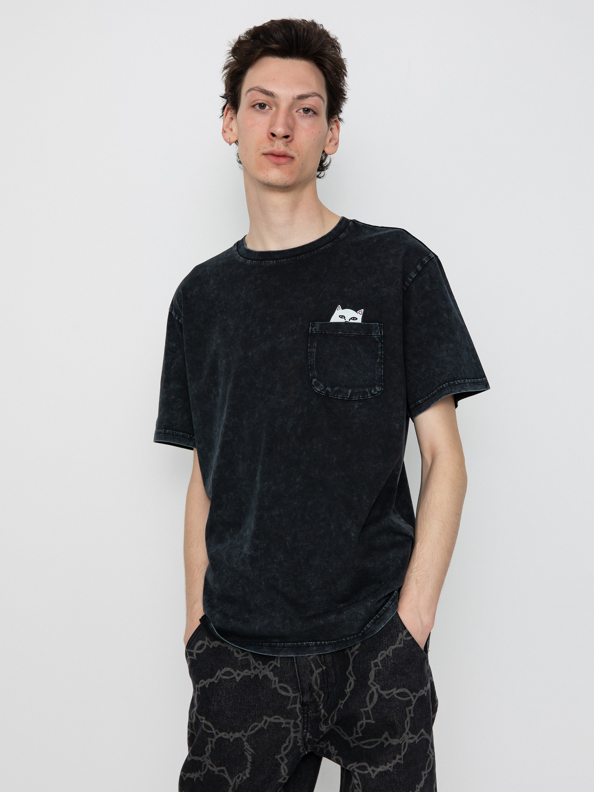 RipNDip Lord Nermal Pocket T-Shirt (black mineral wash)