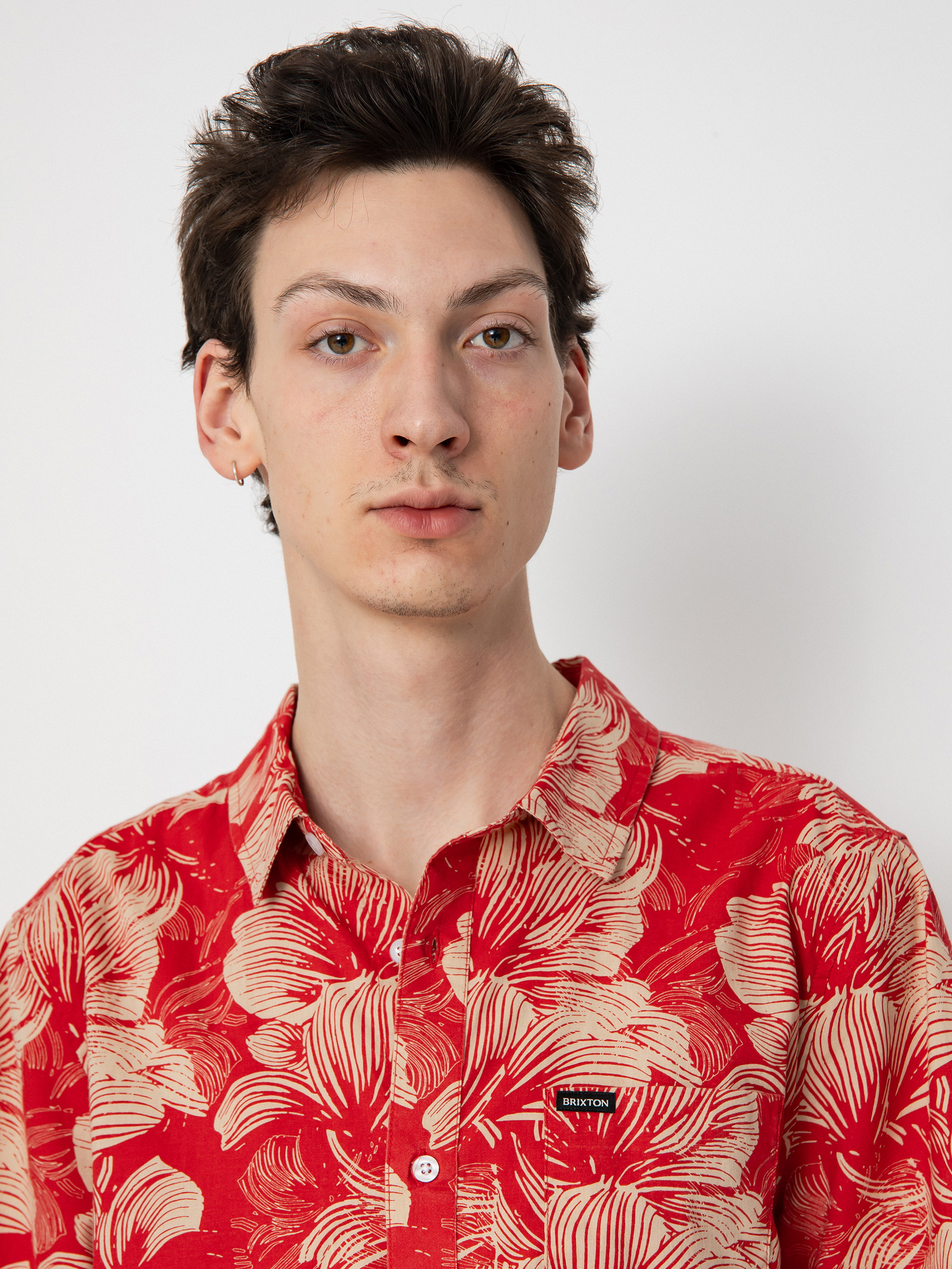 Brixton Charter Print Shirt (casa red/oatmilk floral)