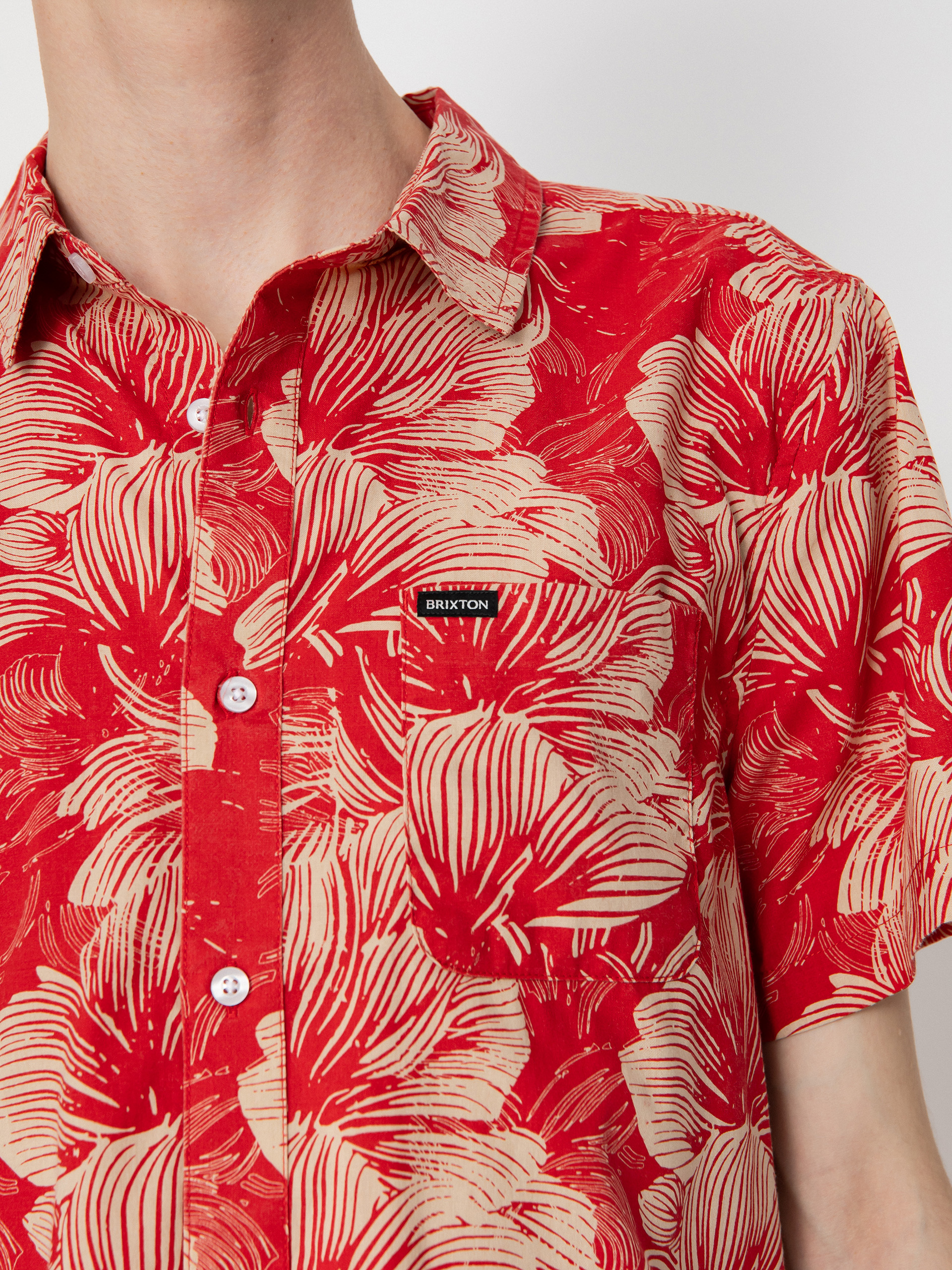 Brixton Charter Print Shirt (casa red/oatmilk floral)