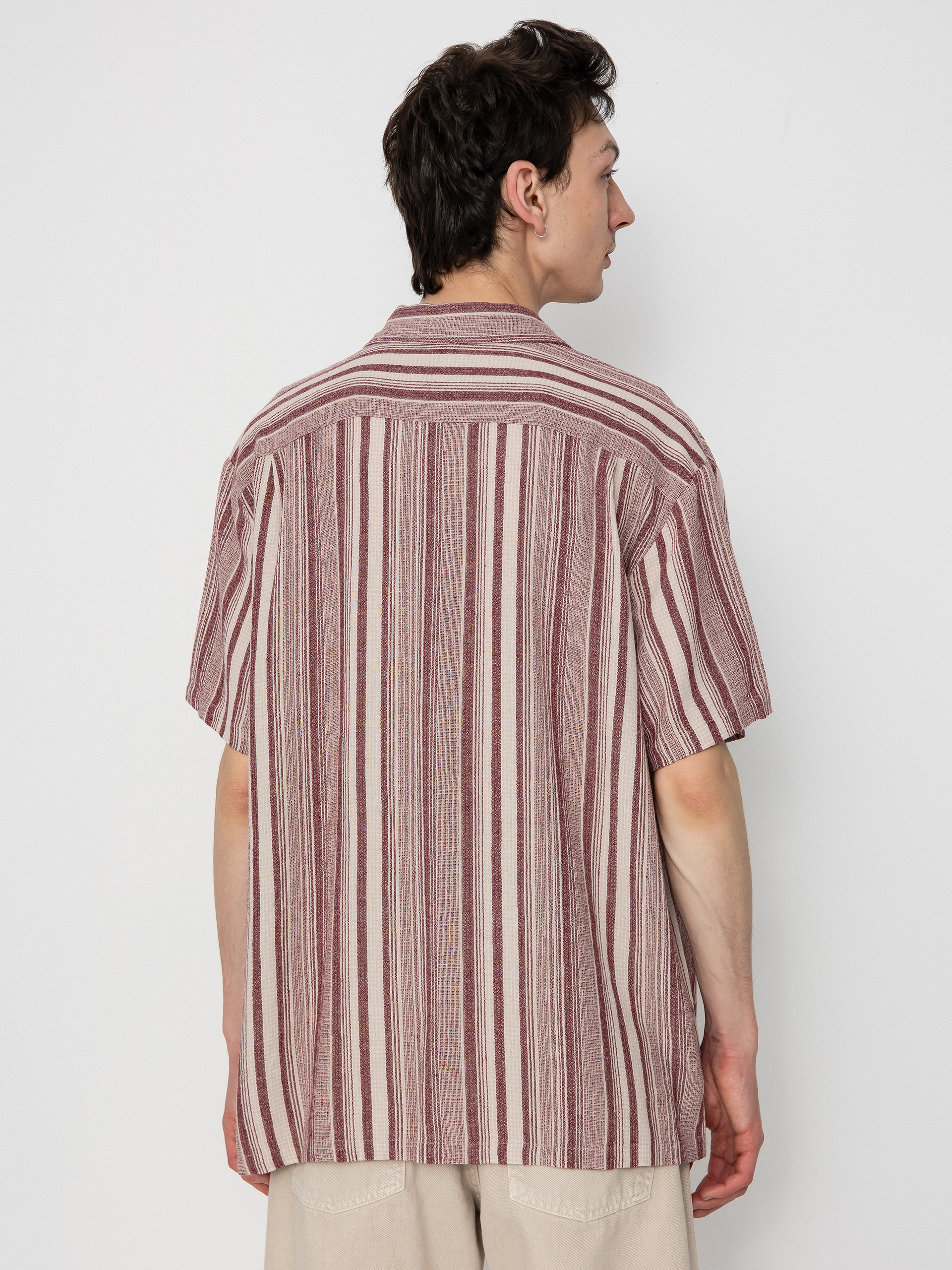 Brixton Bunker Seersucker Hemd (cranberry juice/off white)