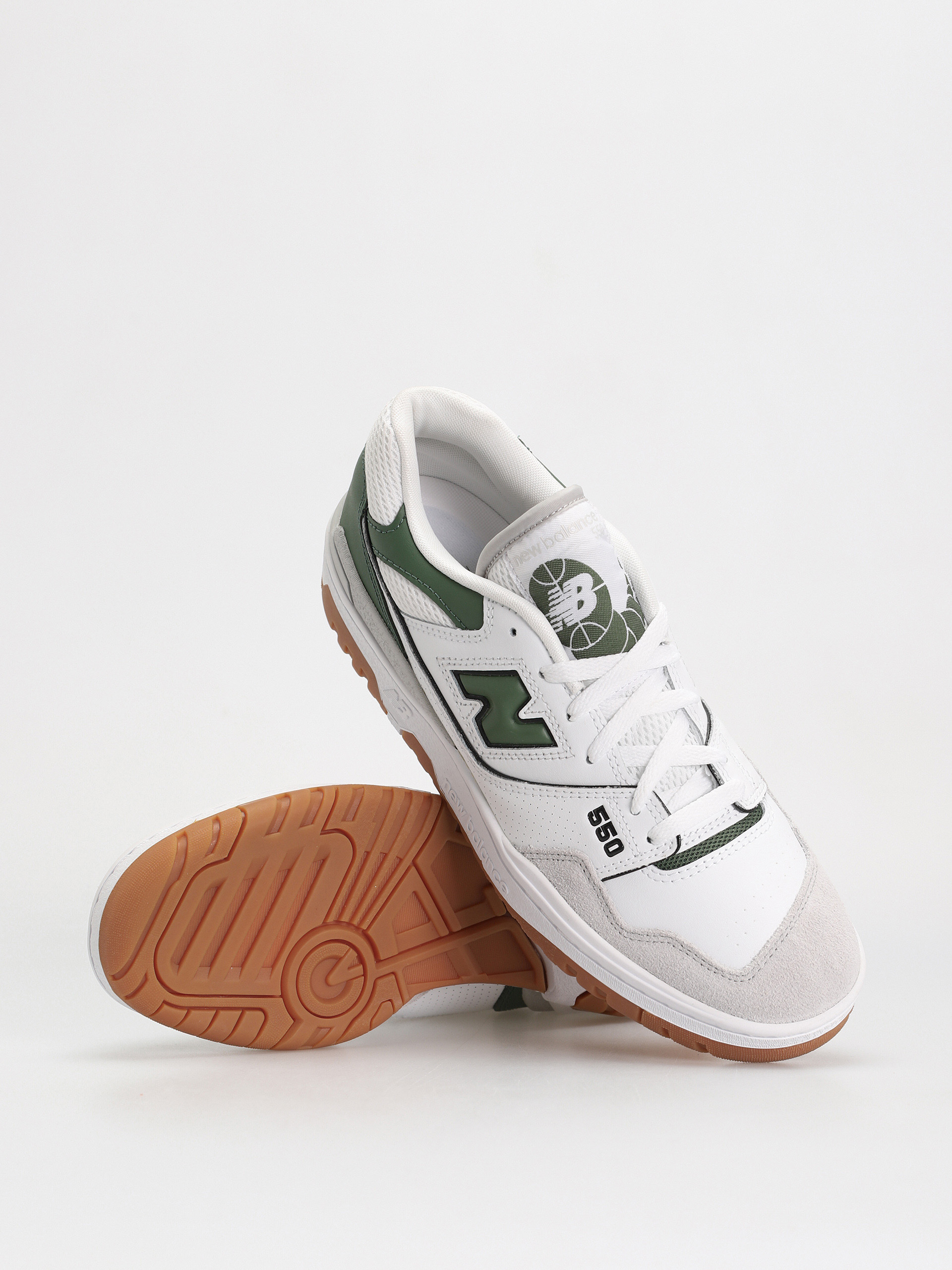New Balance 550 Shoes (white green gum)