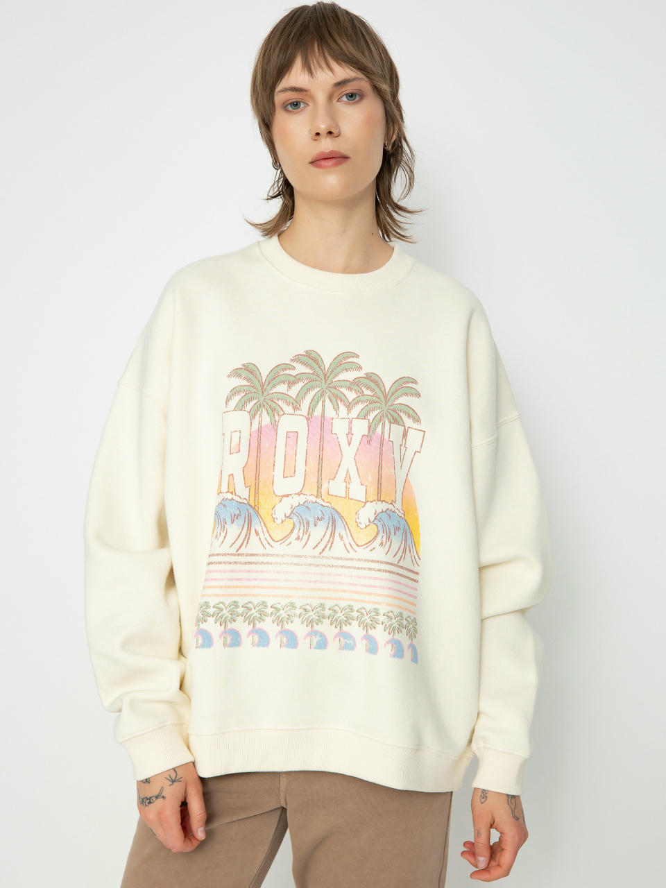 Roxy Sweatshirt Lineup Oversized Crew Wmn (egret)