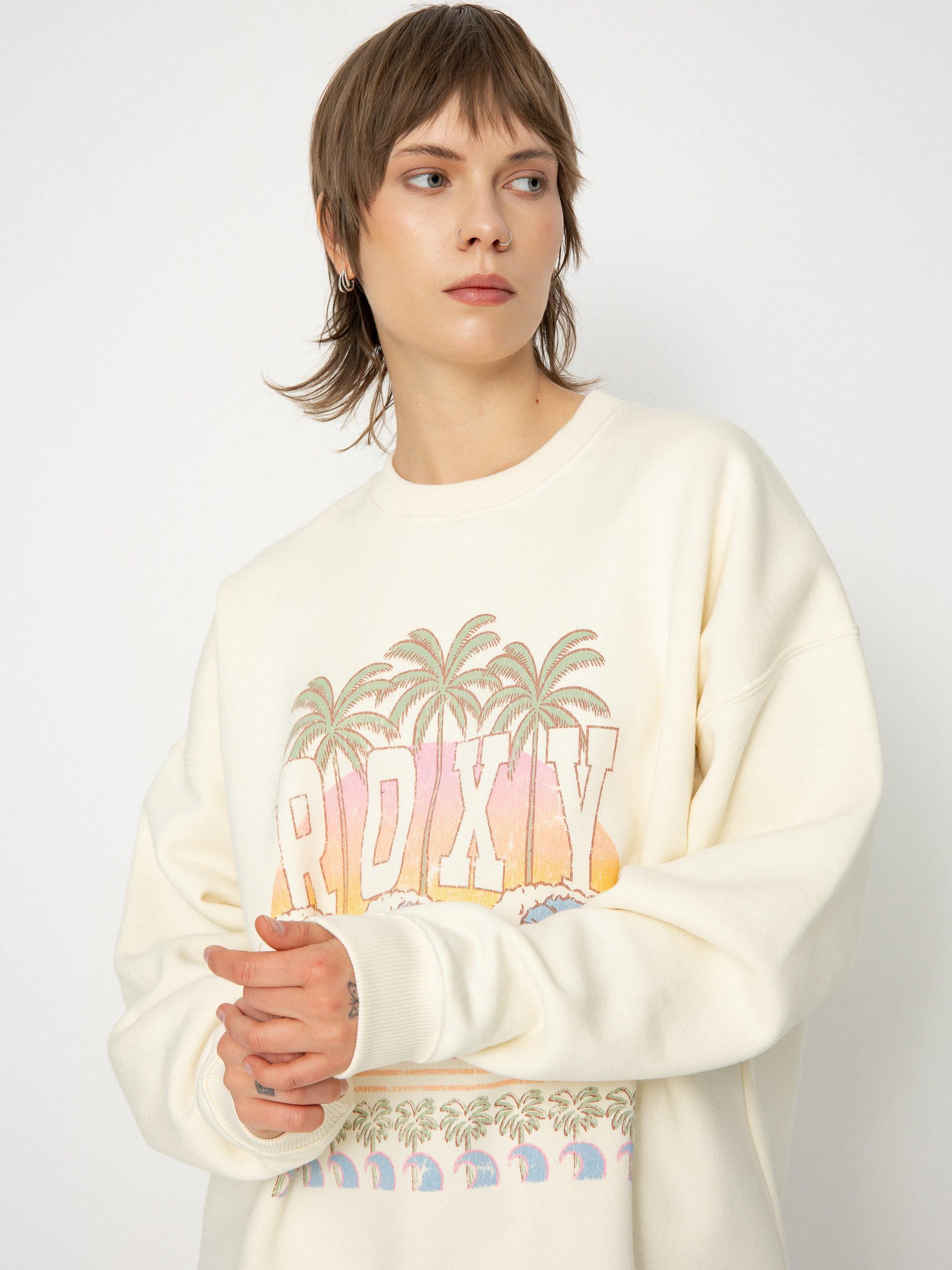 Roxy Sweatshirt Lineup Oversized Crew Wmn (egret)