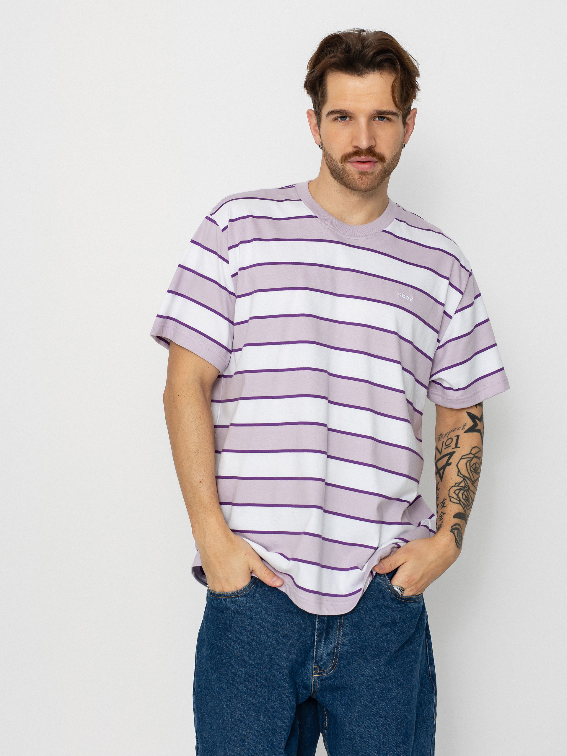 OBEY Sandborn Stripe T-Shirt (orchid petal multi)