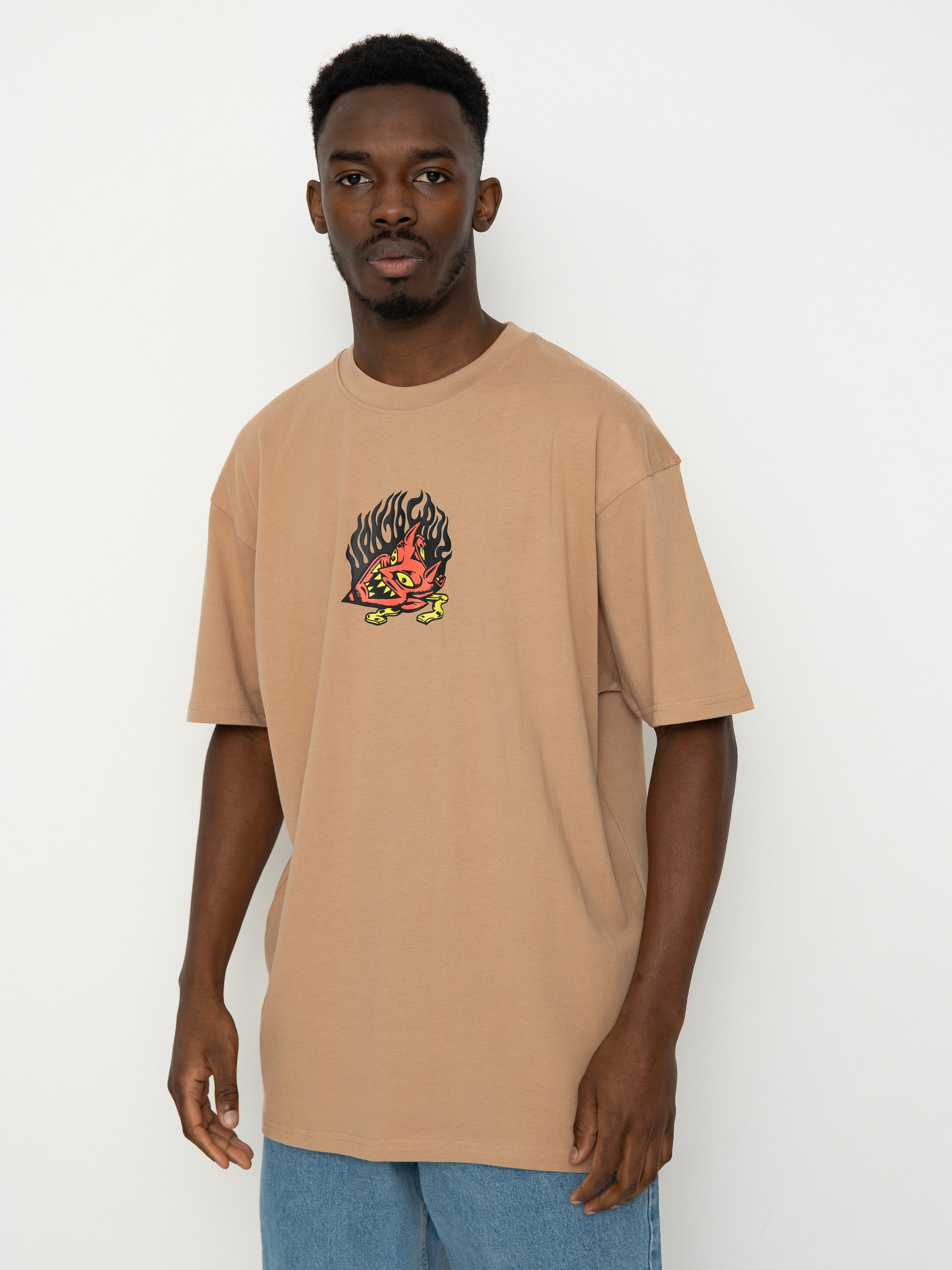 Santa Cruz Delfino Devil Mask Front T-Shirt - brown (taupe)