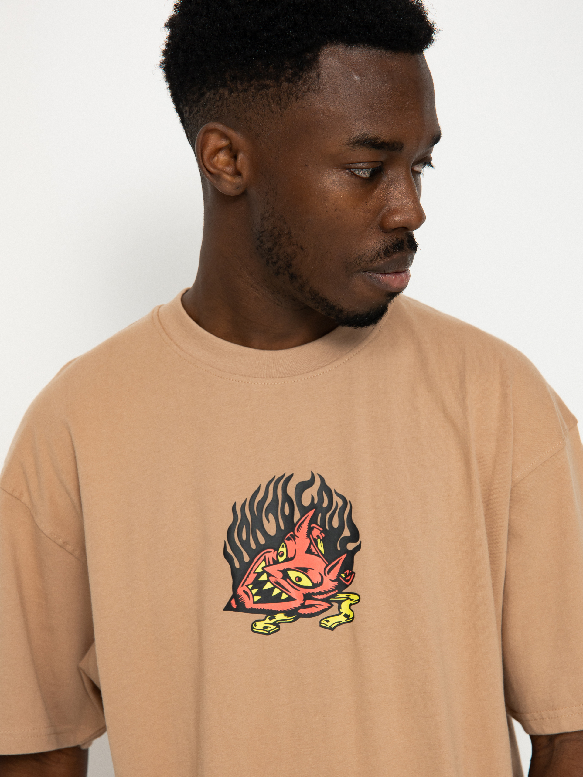 Santa Cruz Delfino Devil Mask Front T-Shirt - brown (taupe)