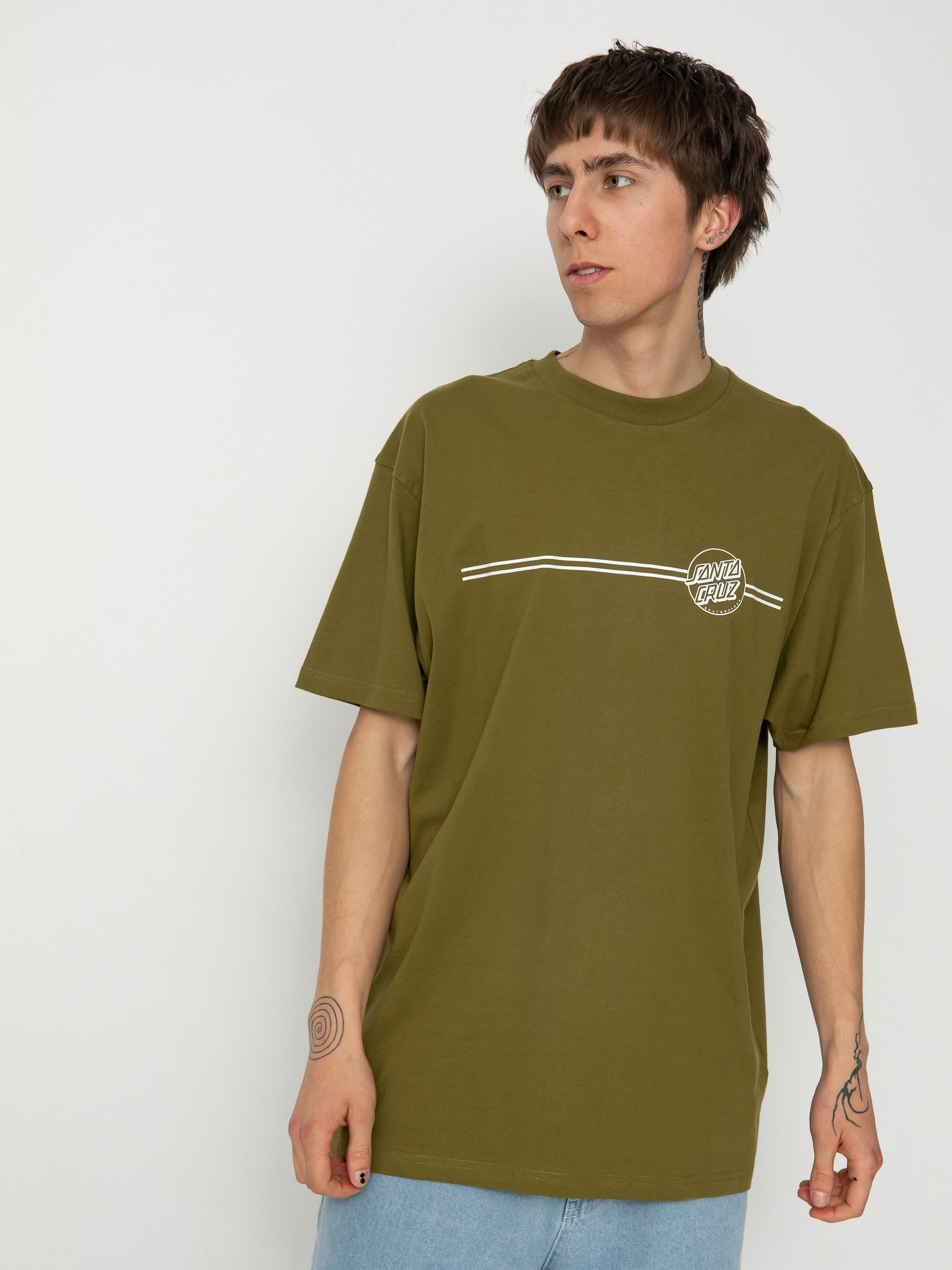 売れ筋商品|||サンタクルーズ Tシャツ レディース トップス OPUS DOT MOCK NECK - Long sleeved top - sea kelp Santa Cruz Opus Dot Stripe T-Shirt - green (sea kelp)