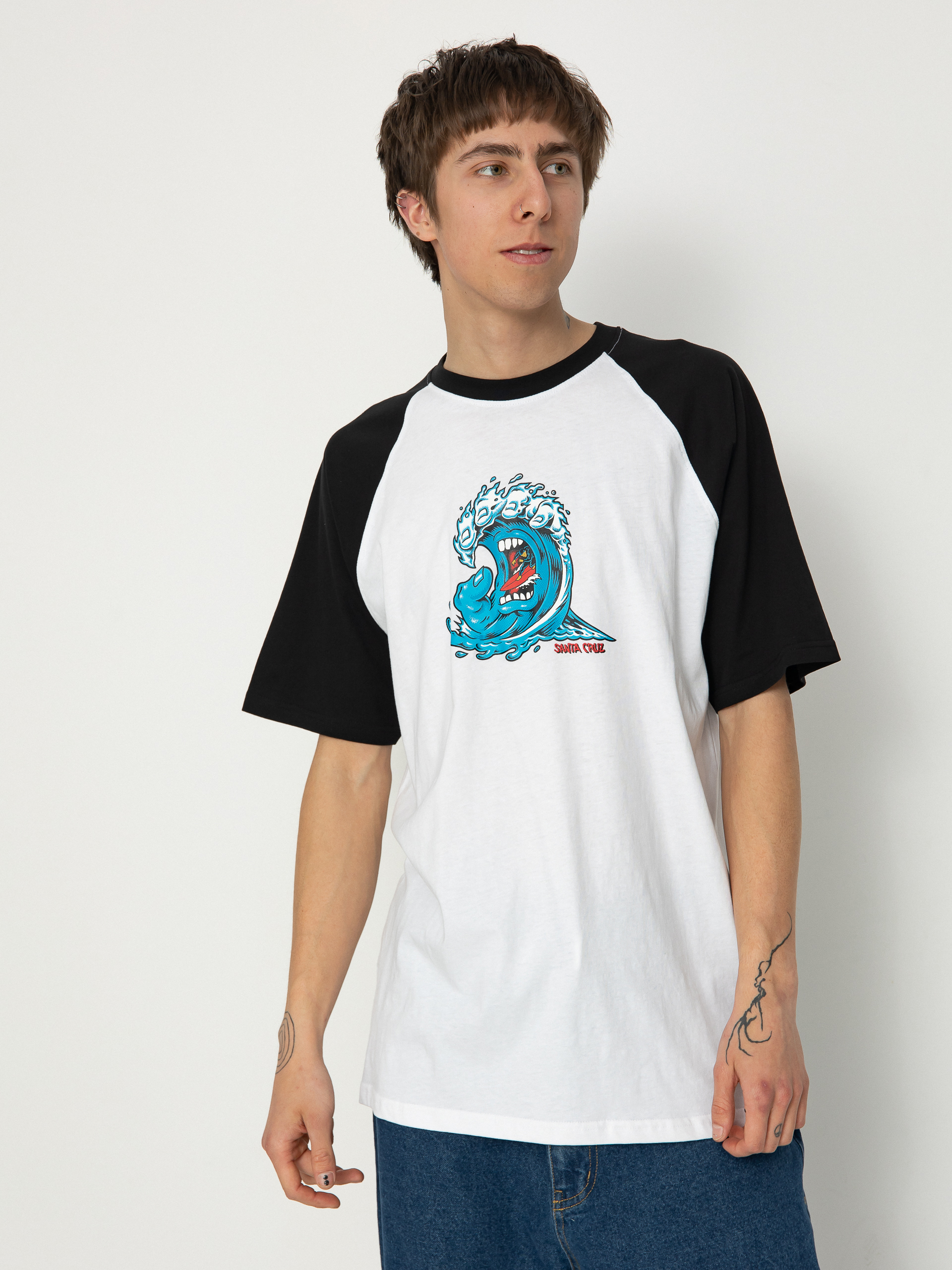 Santa Cruz Screaming Wave Front Raglan T-Shirt - white (white/black)