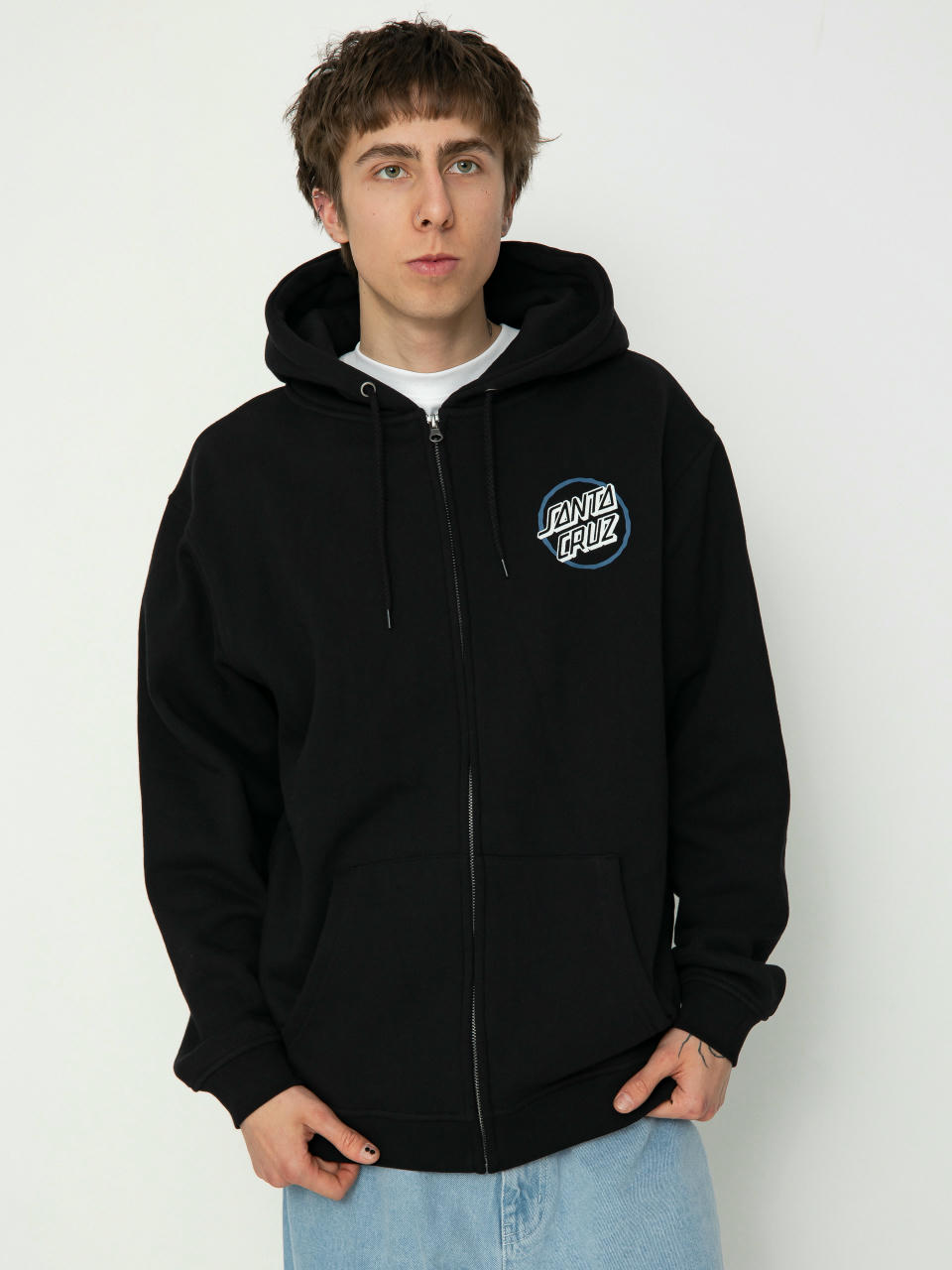 Santa Cruz Breaker Check Opus Dot Zip Sweatshirt (black)