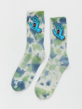 Santa Cruz Socks Screaming Hand Tie Dye (light grey/apple/blue tie dye)