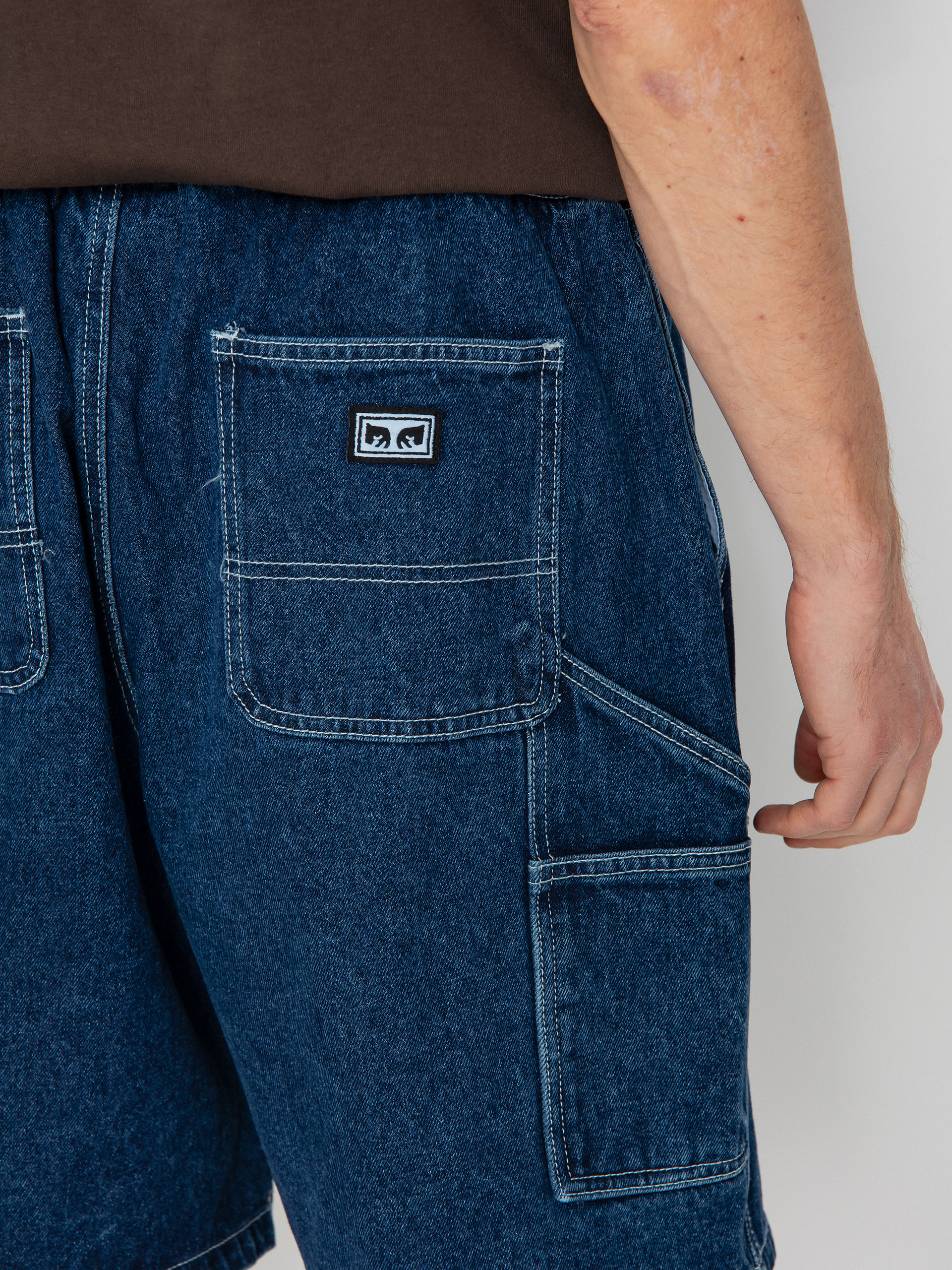 OBEY Easy Denim Carpenter Shorts - navy blue (stone wash indigo)
