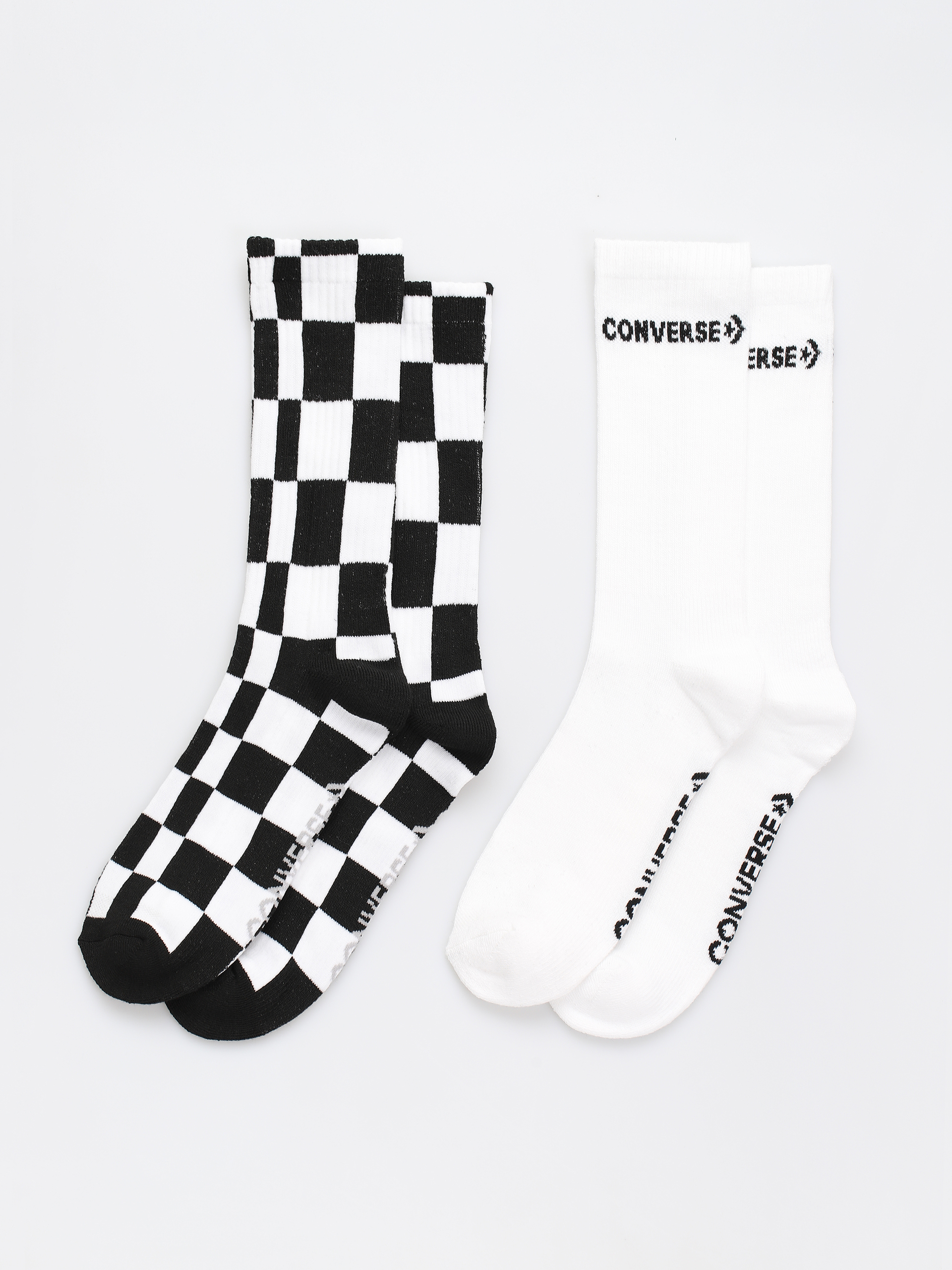 Converse Checked Skewed 2PK Socks - white, black (black/white)