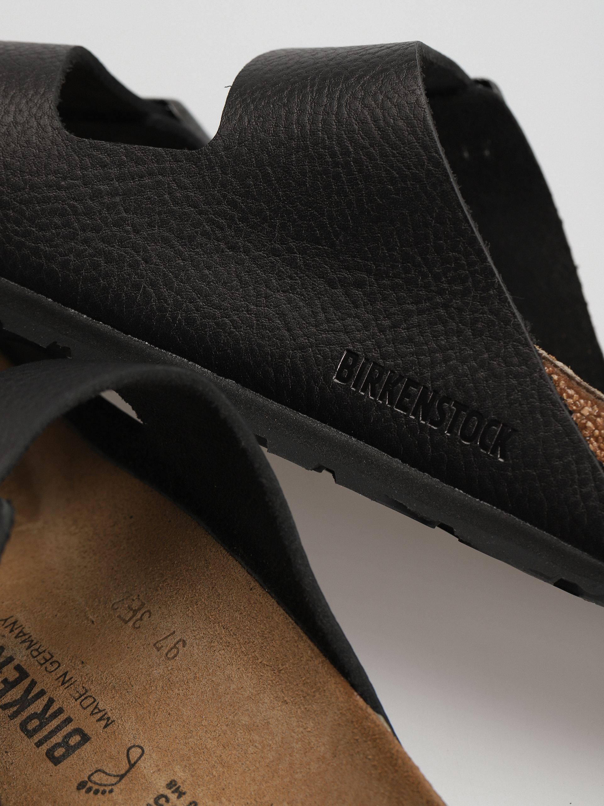 Birkenstock Arizona Grip Natural Leather Regular Flip Flops (vintage wood black)