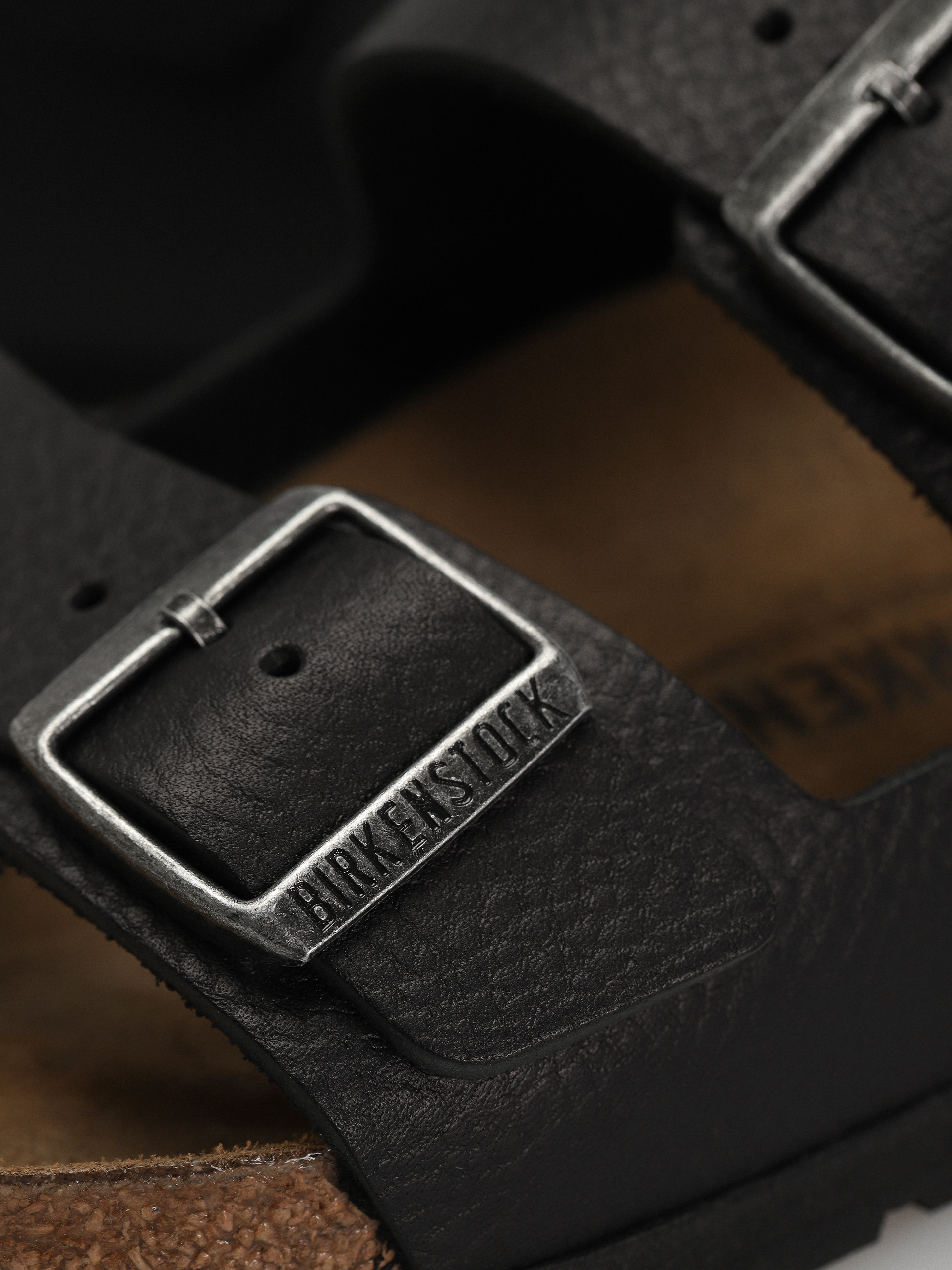 Birkenstock Arizona Grip Natural Leather Regular Flip Flops (vintage wood black)