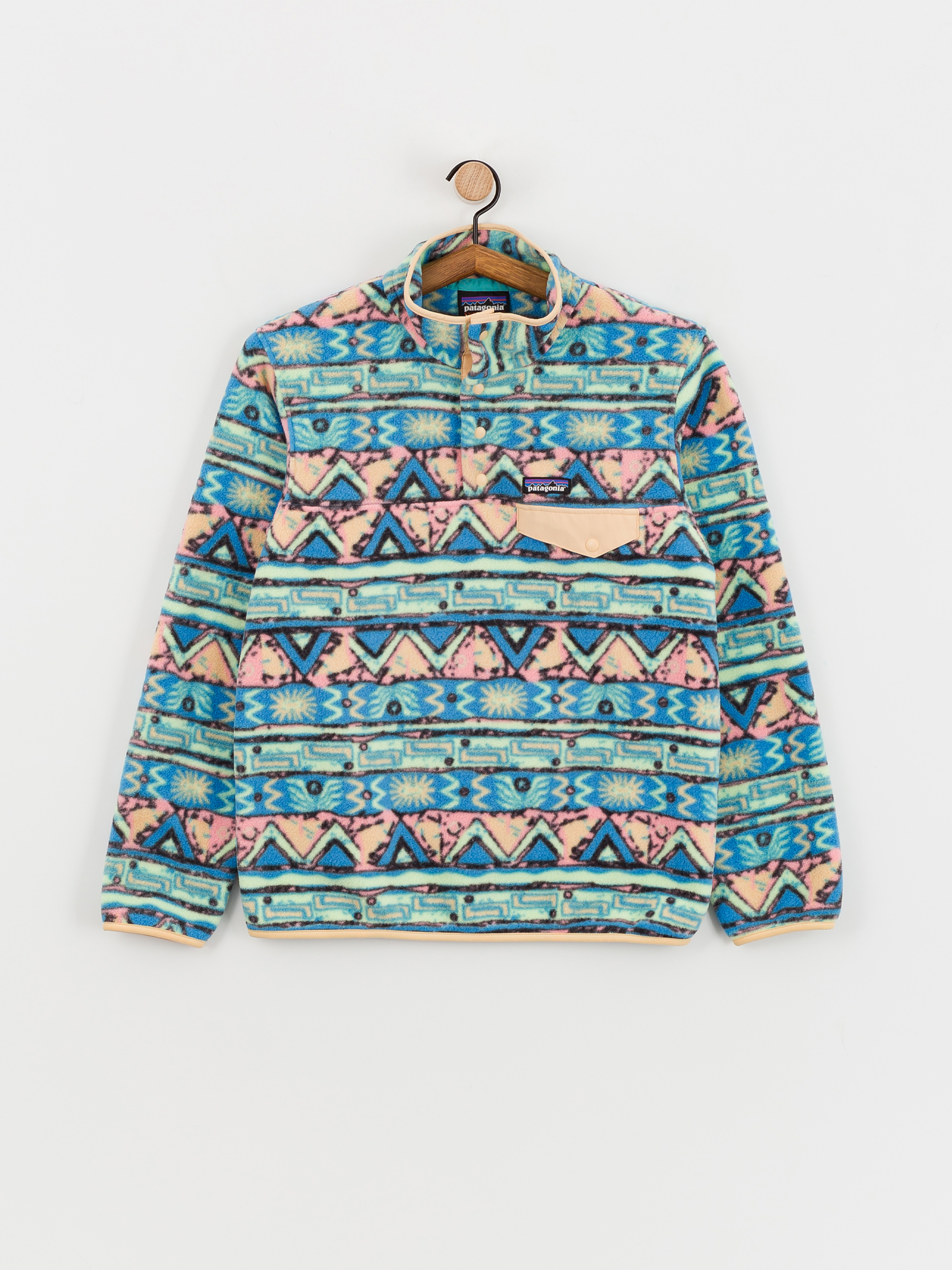 Damen Patagonia Lightweight Synch Snap T Fleece Jacke (high hopes geo salamander green)