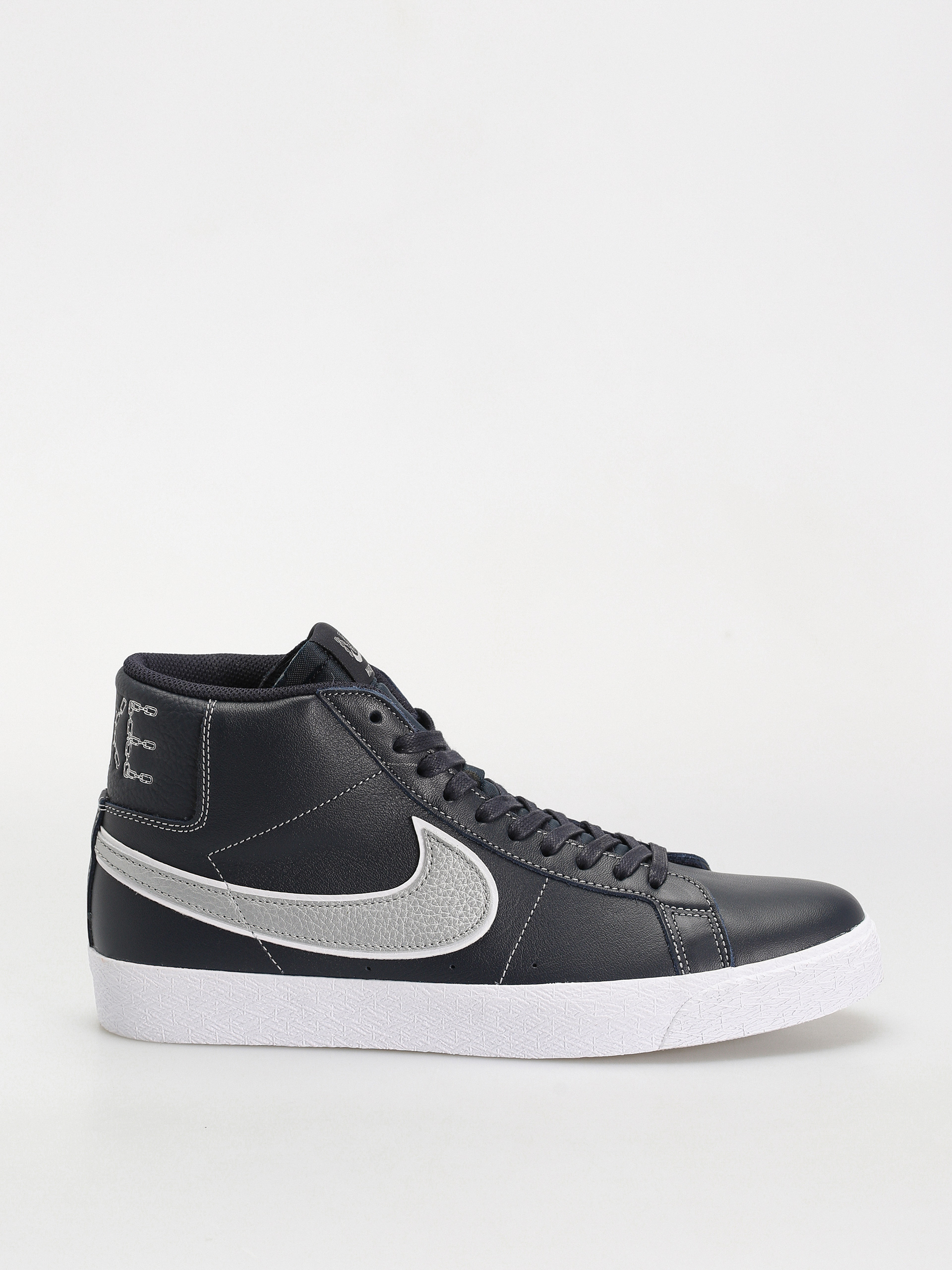 Nike SB Zoom Blazer Mid Mason Silva QS Schuhe (dark obsidian/metallic silver white)