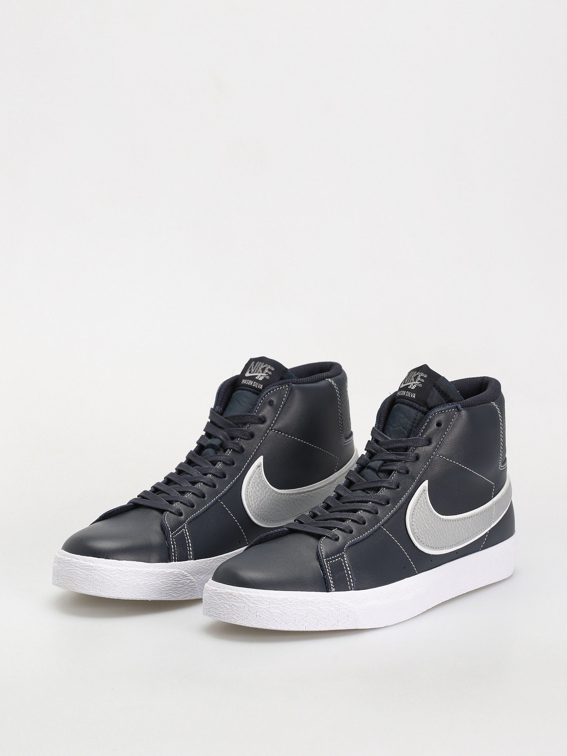 Nike SB Zoom Blazer Mid Mason Silva QS Schuhe (dark obsidian/metallic silver white)