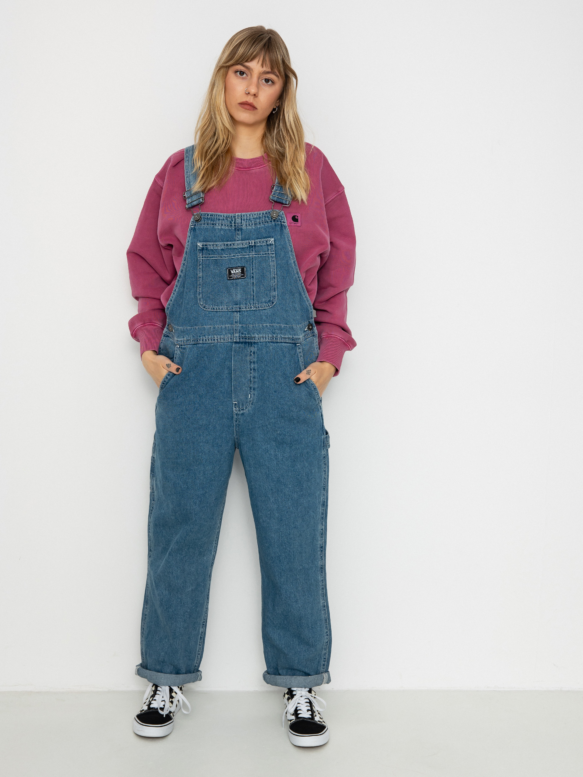 Vans Pants Groundwork Denim Overall Wmn - blue (stone wash)