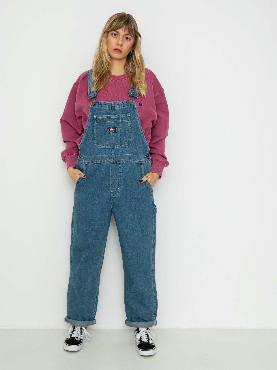 Vans Pants Groundwork Denim Overall Wmn (stone wash)