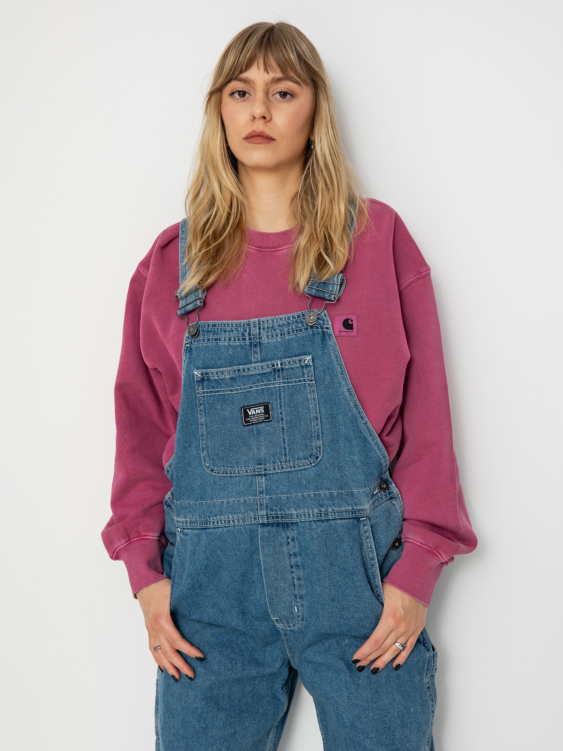 Vans Pants Groundwork Denim Overall Wmn (stone wash)