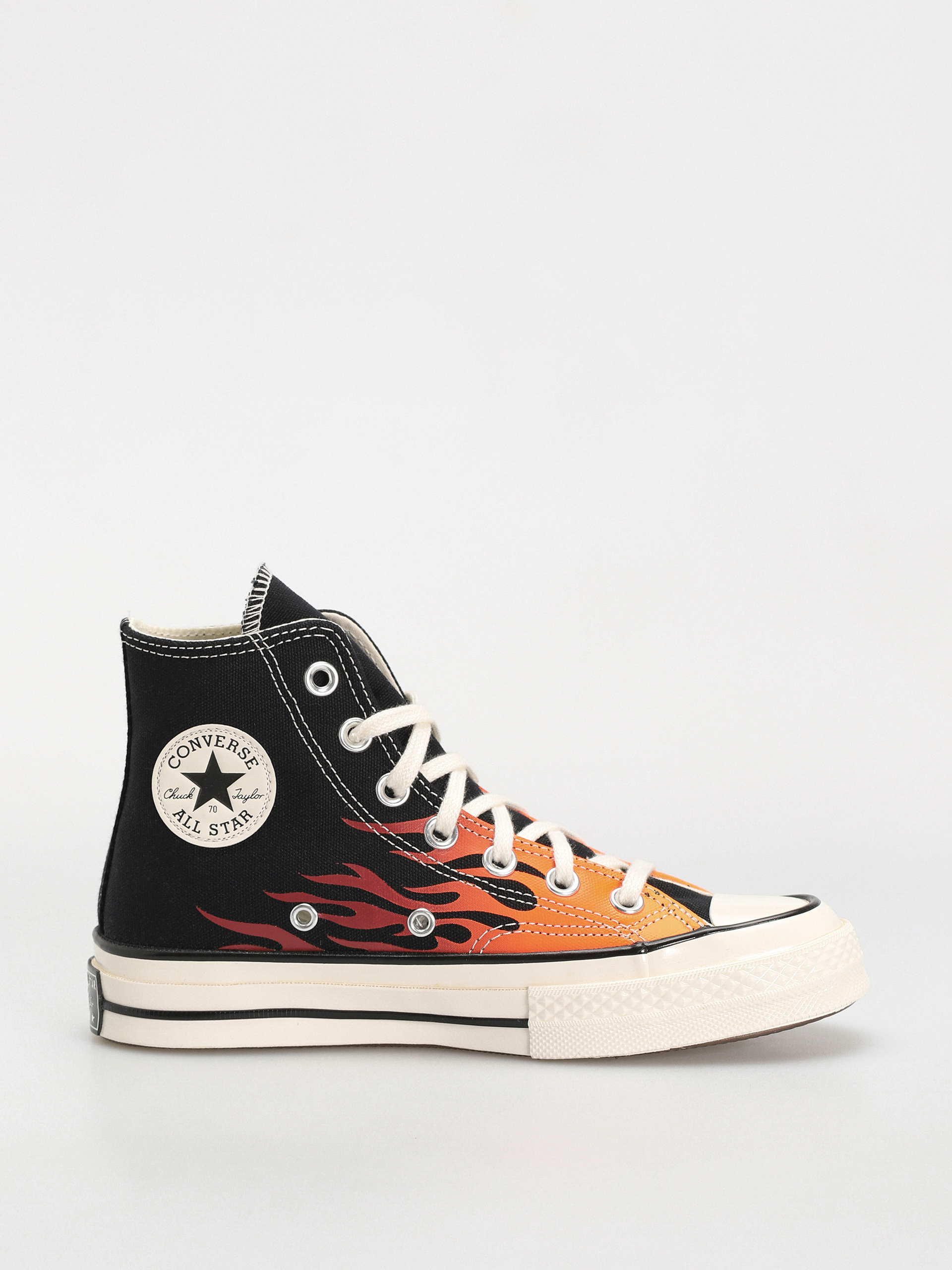 Black converse with flames on sale