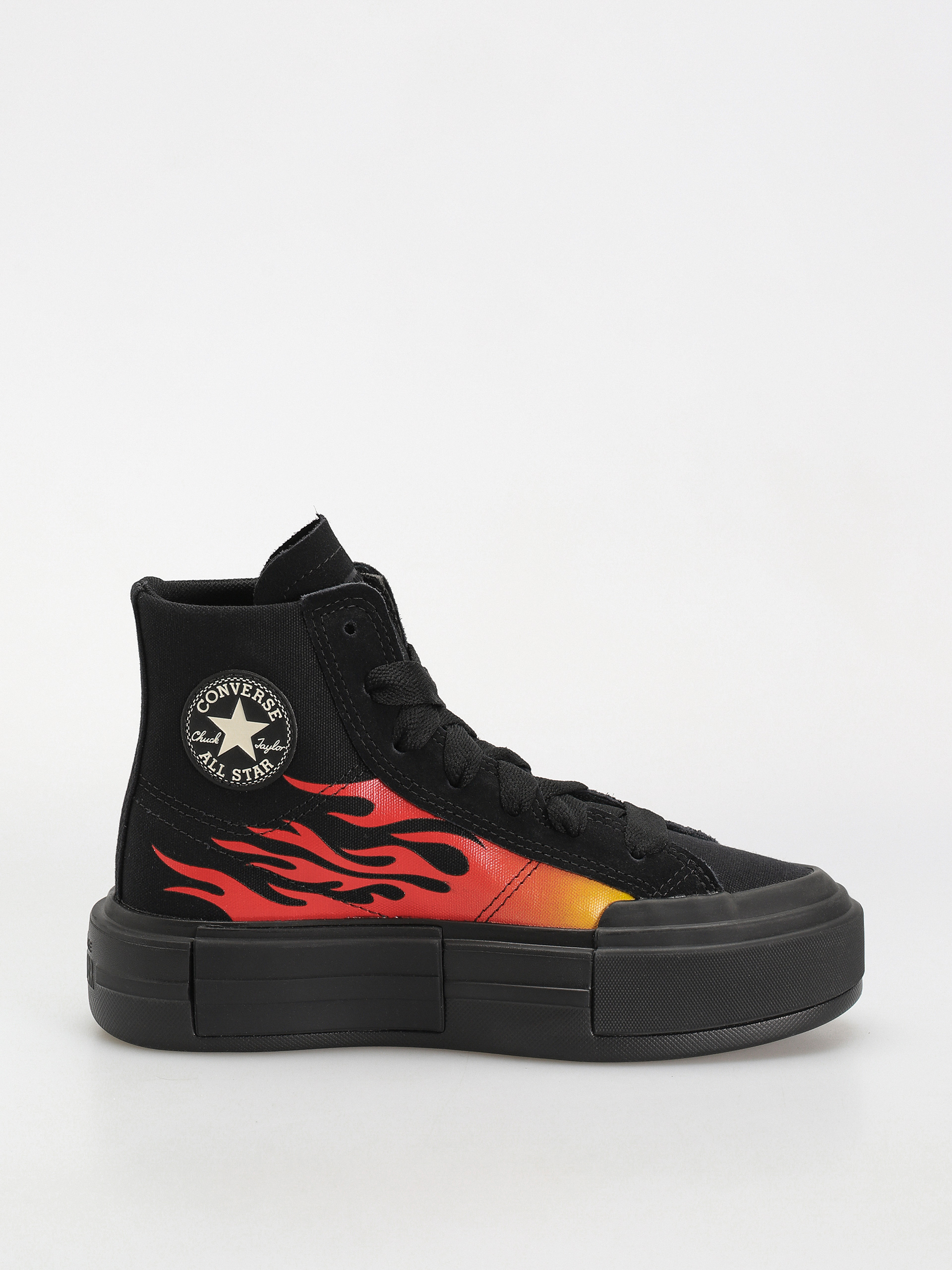 Converse Chuck Taylor All Star Black Leather Flames Sneakers Hi Top M4/W6 Converse All Star High Top Chuck Taylor Black | Mercari main image 2
