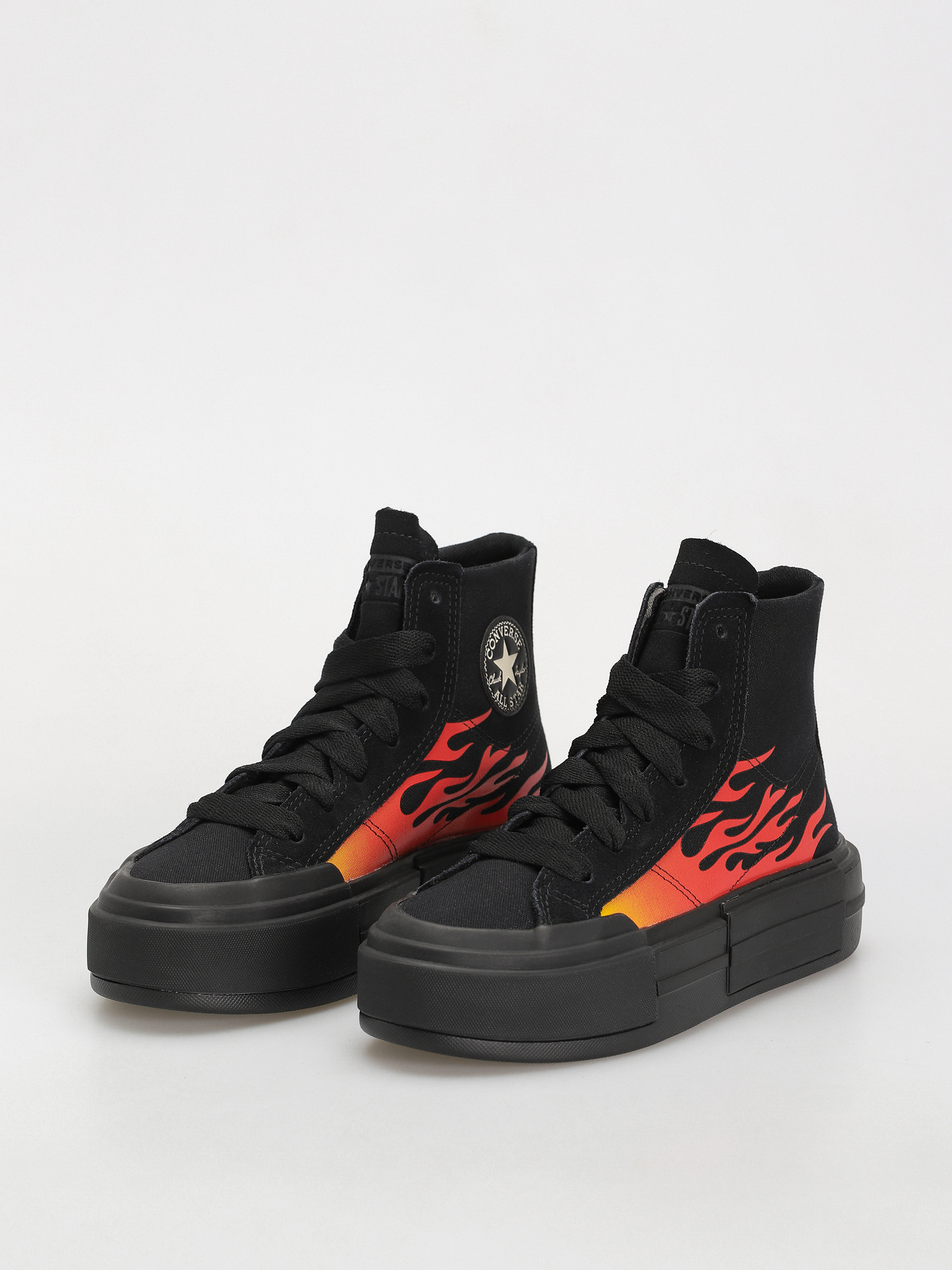 Black converse with flames best sale