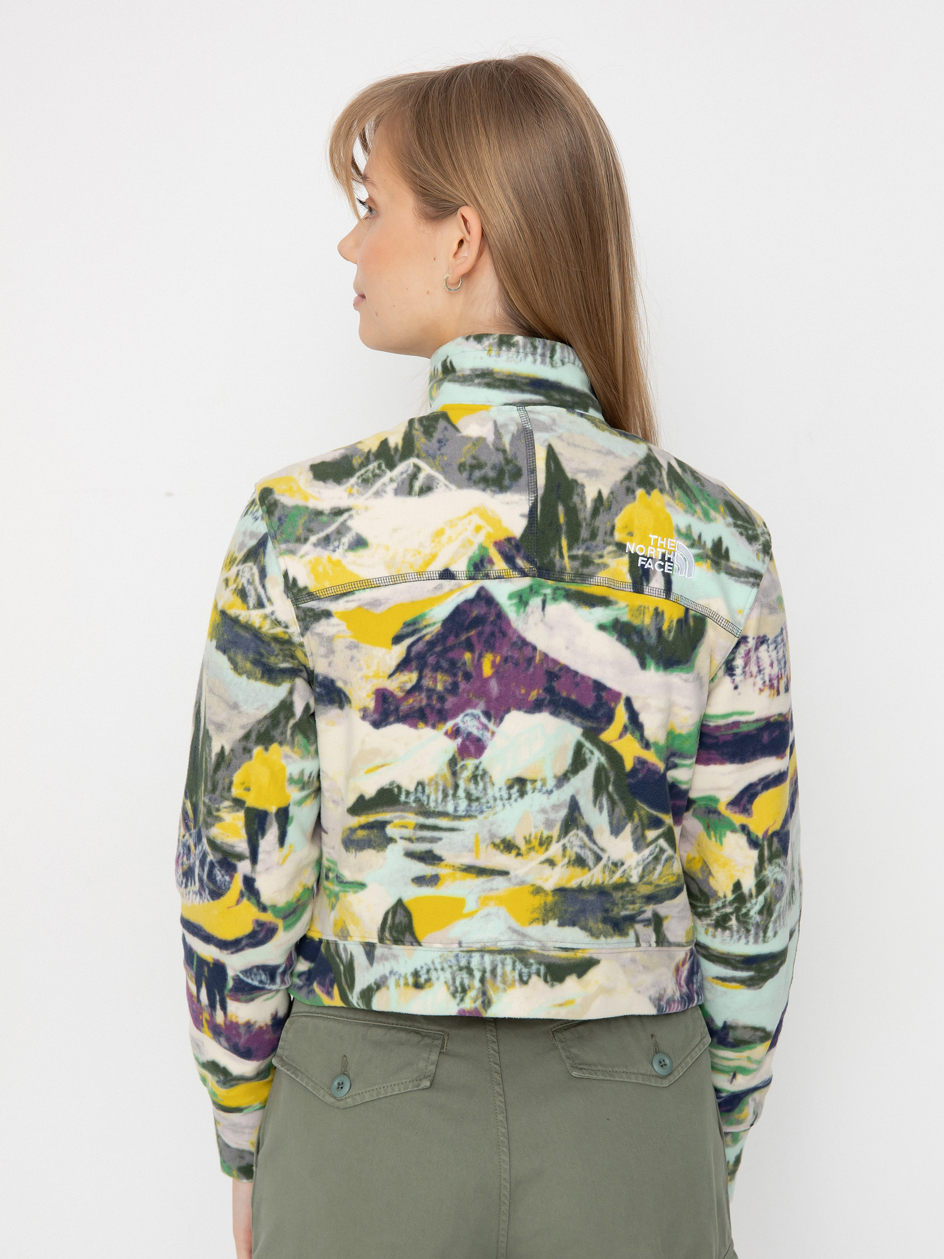 Womens The North Face 100 Glacier Printed Half Zip Fleece  (black currant purple tr)