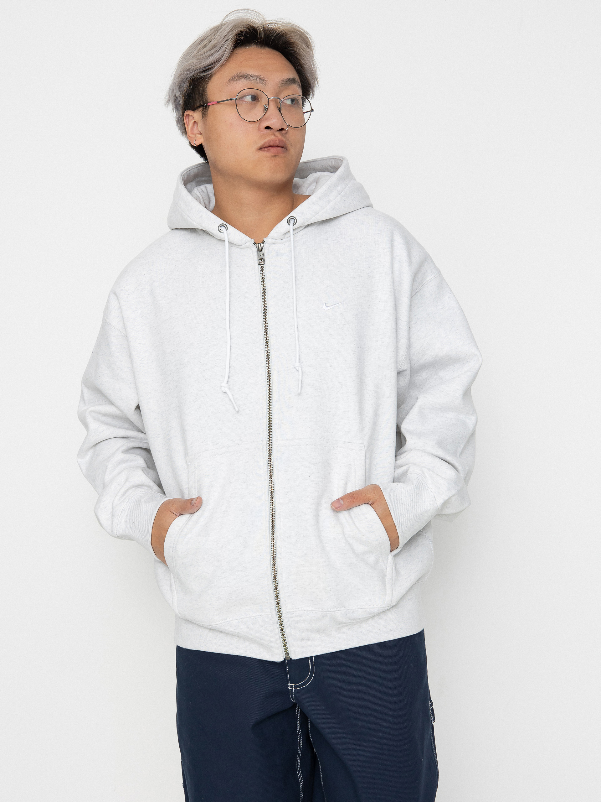 Nike SB Solo Swoosh ZHD Hoodie grey birch heather white