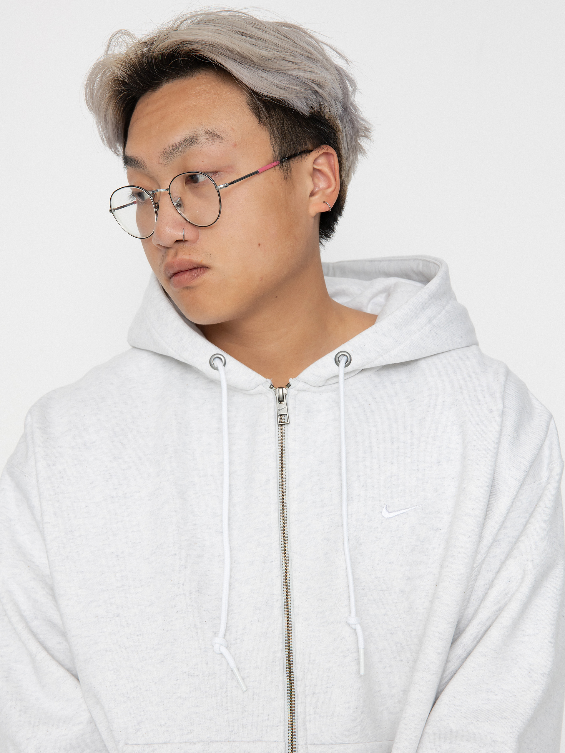 Nike SB Solo Swoosh ZHD Hoodie (birch heather/white)